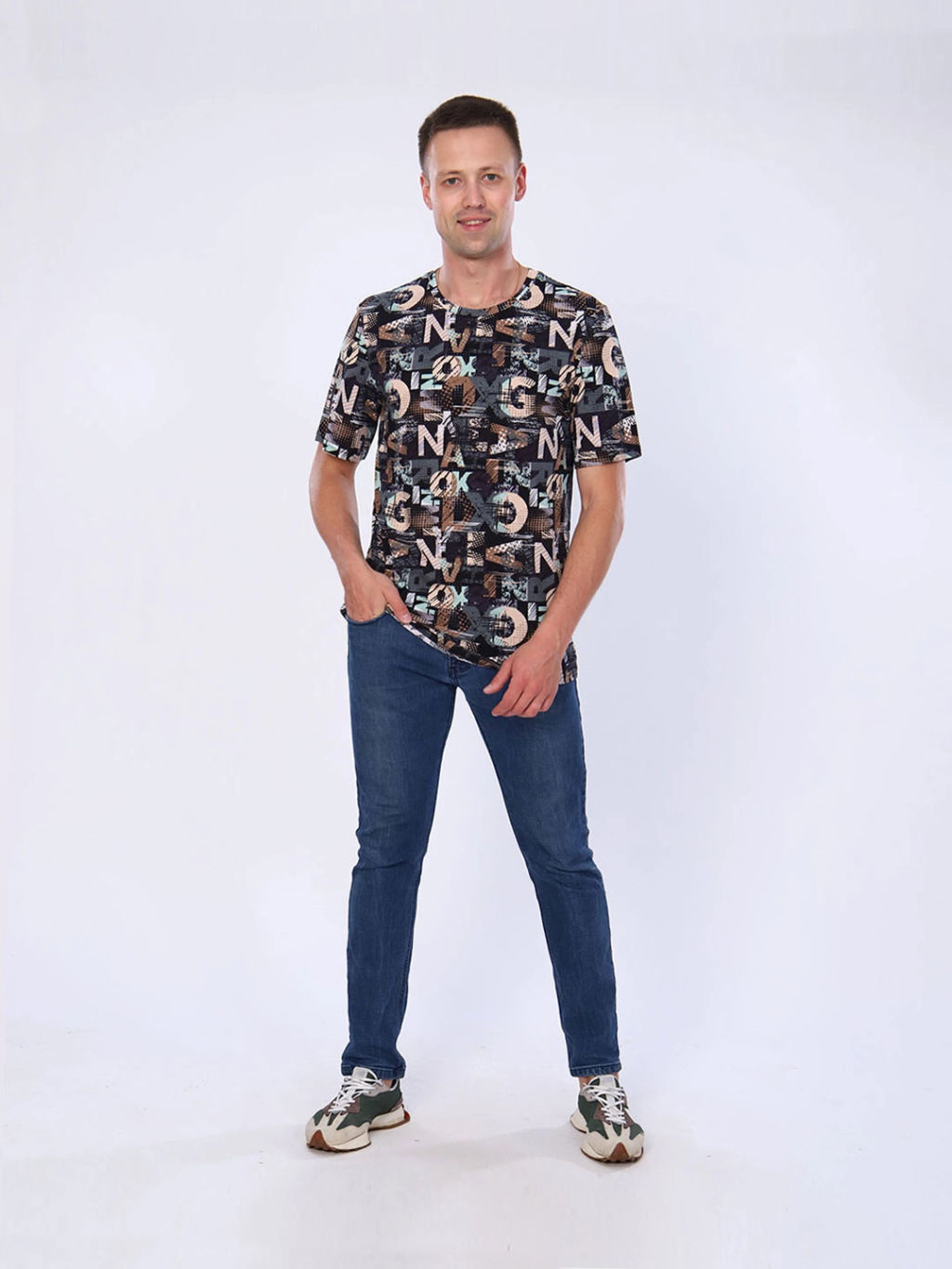 Футболка мужская, цвет зеленый коричневый