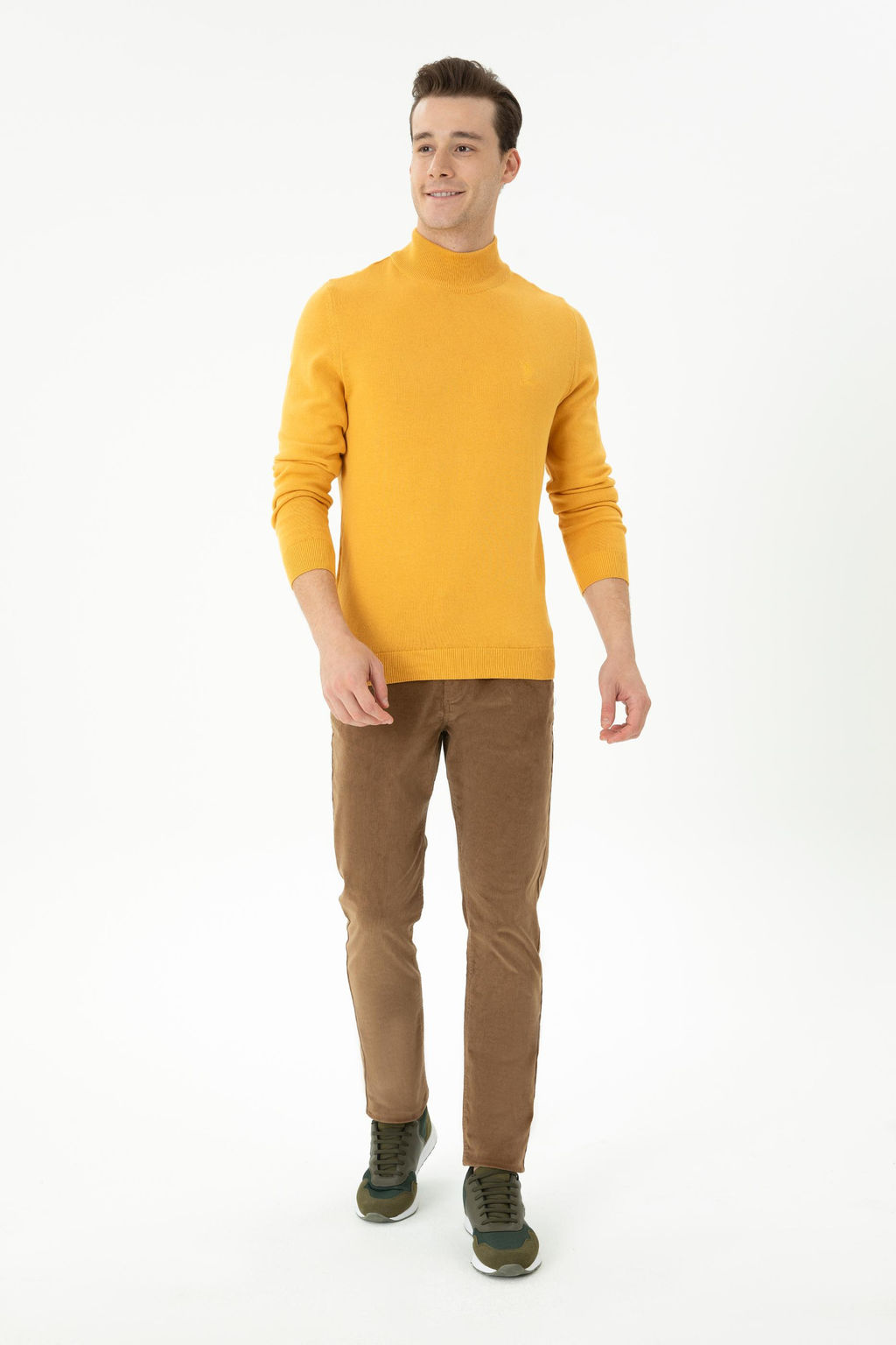 Свитер U.S. Polo Assn мужской горчичный из хлопка  фото 18