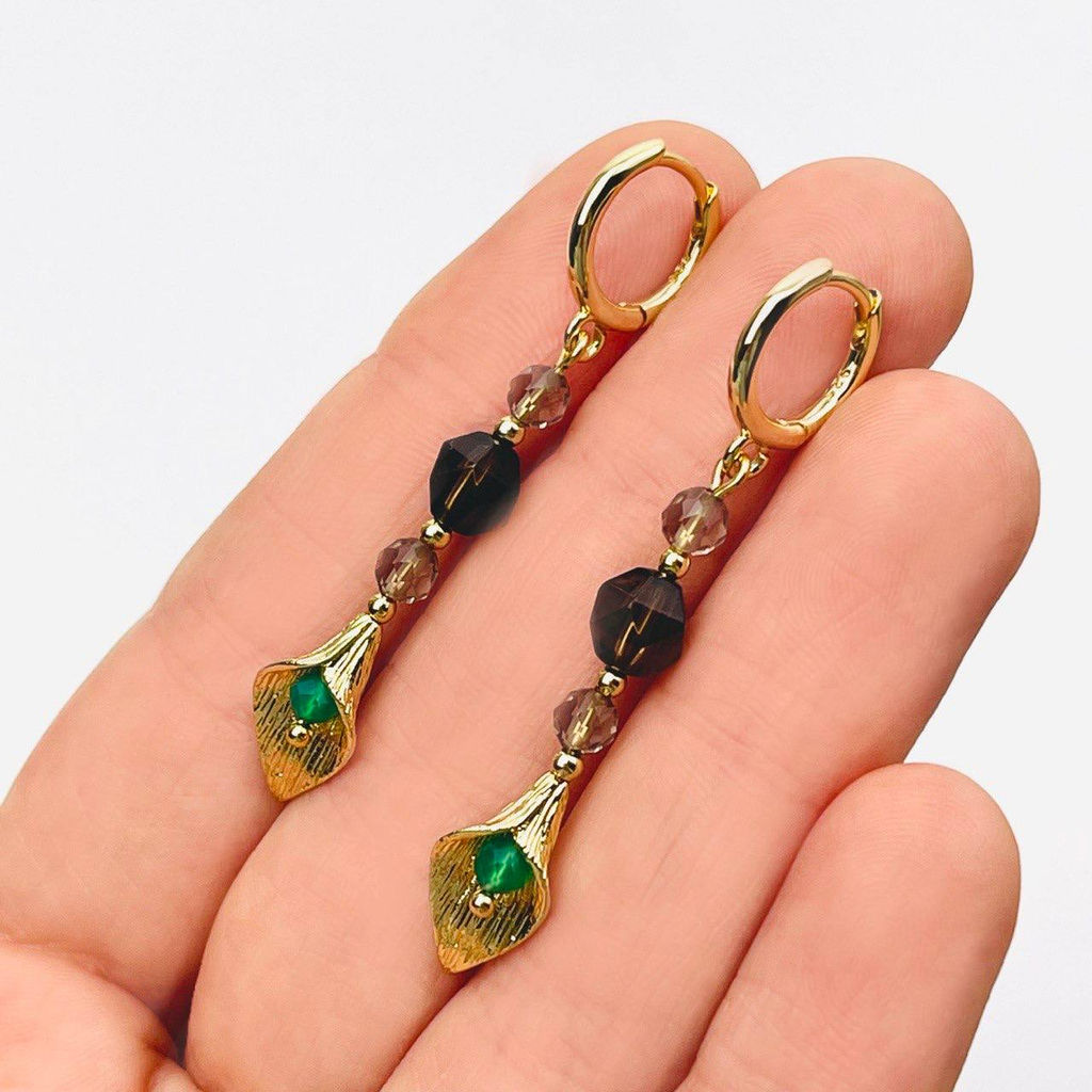 Серьги из Раухтопаза и Агата тон. - Радуга самоцветов фото 2