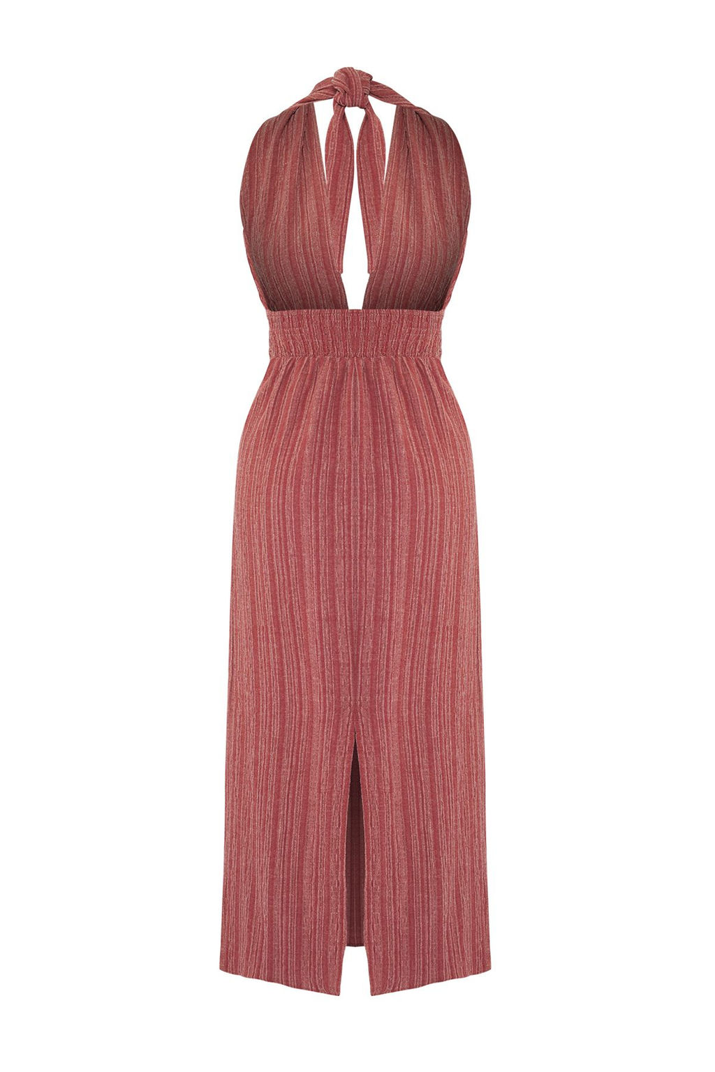 TRENDYOLMILLA Haki Maxi Dokuma S?rt Dekolteli Keten Kar?s?ml? Plaj Elbisesi TBESS24EL00096  фото 27