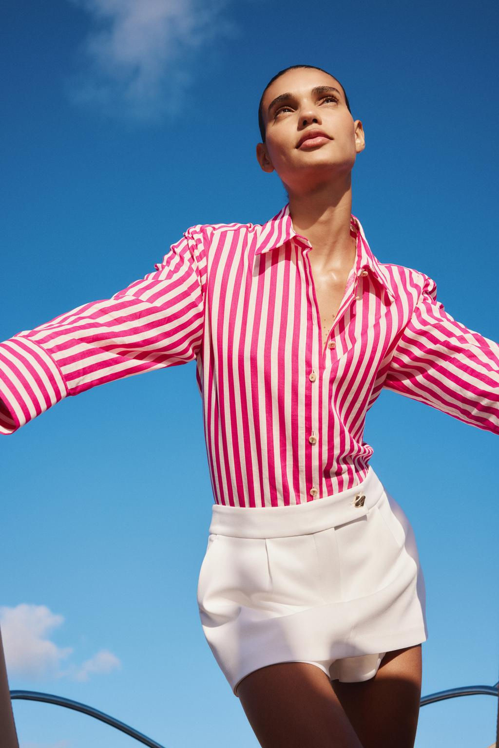 STRIPED LINEN BLEND SHIRT - Zara фото 3