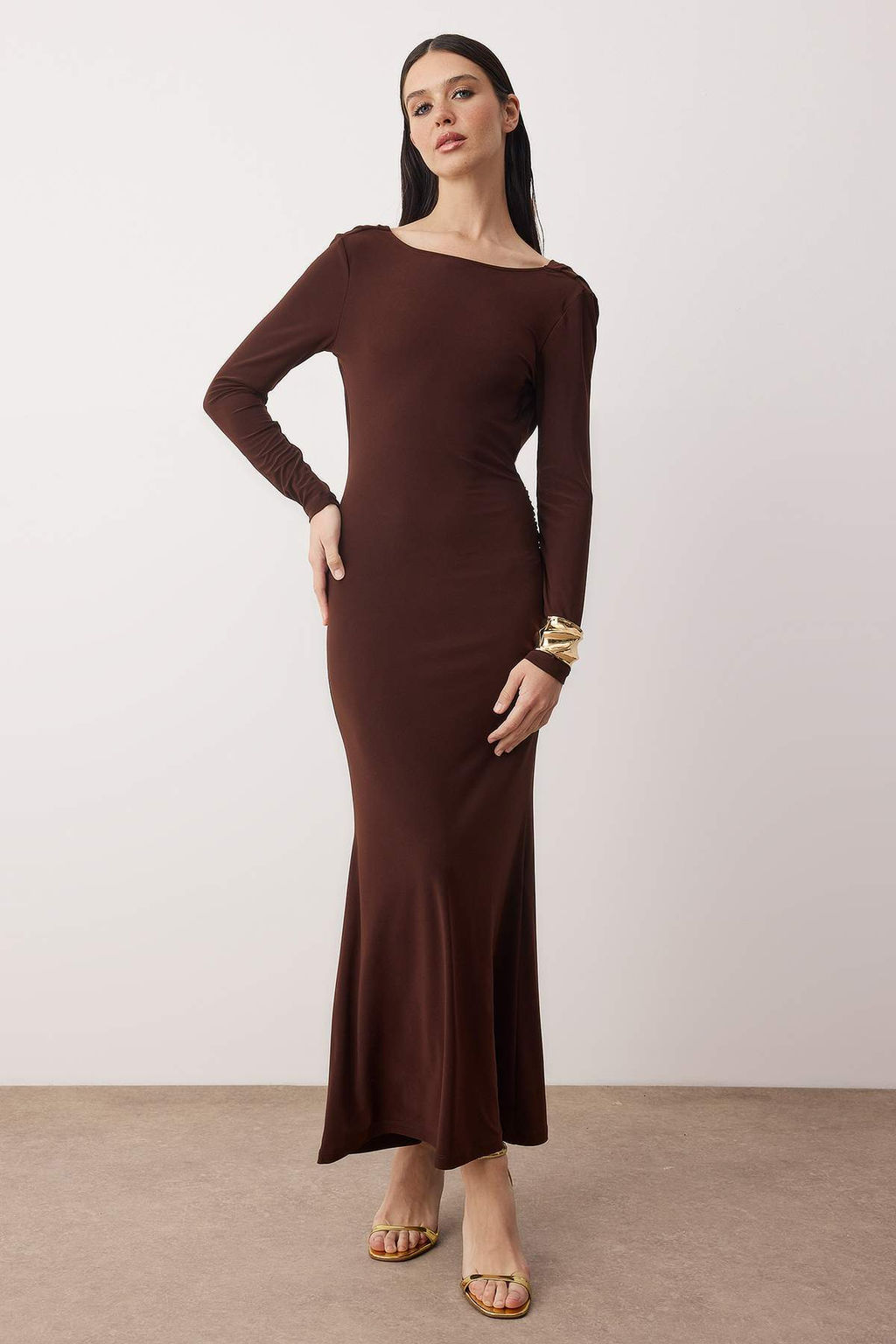 Siyah Duz Orme Sandy Maxi Astars?z Mezuniyet/Balo Elbise TPRAW26EL00029 - Trendyolmilla фото 10