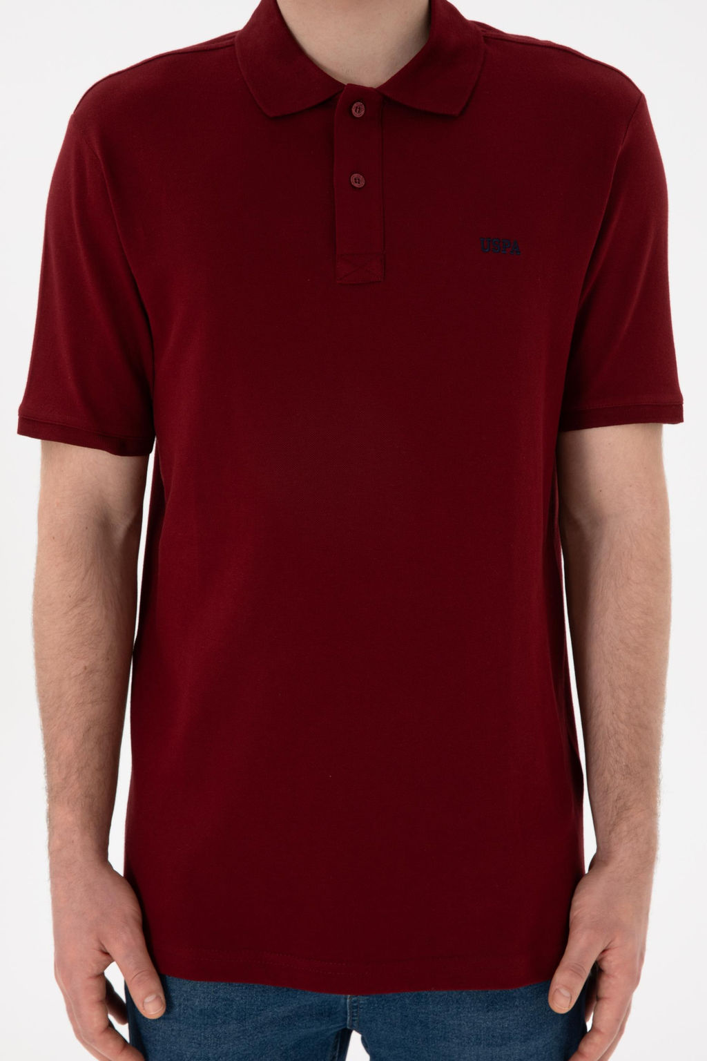 Erkek Regular Fit Polo Yaka Bordo Basic Ti__rt