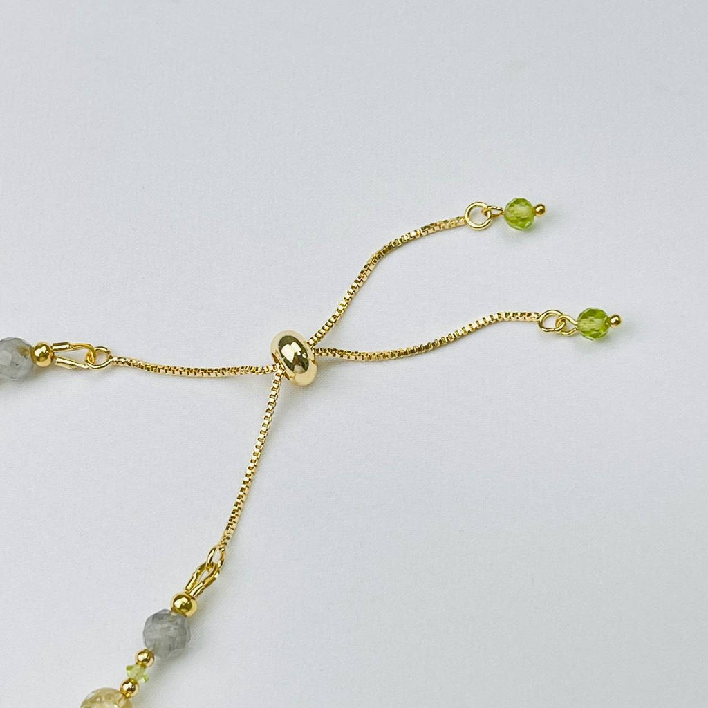 Браслет регулируемый (на материальное благополучие) из Лабрадора, Цитрина и Хризолита - Радуга самоцветов фото 4