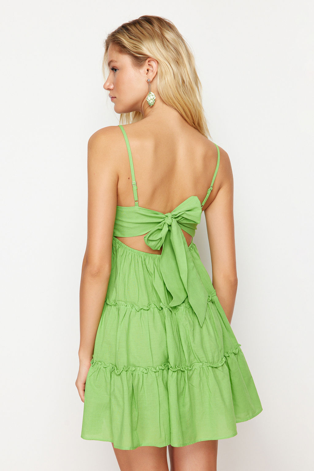 TRENDYOLMILLA Siyah Mini Dokuma %100 Pamuklu Plaj Elbisesi TBESS24EL00069  фото 6