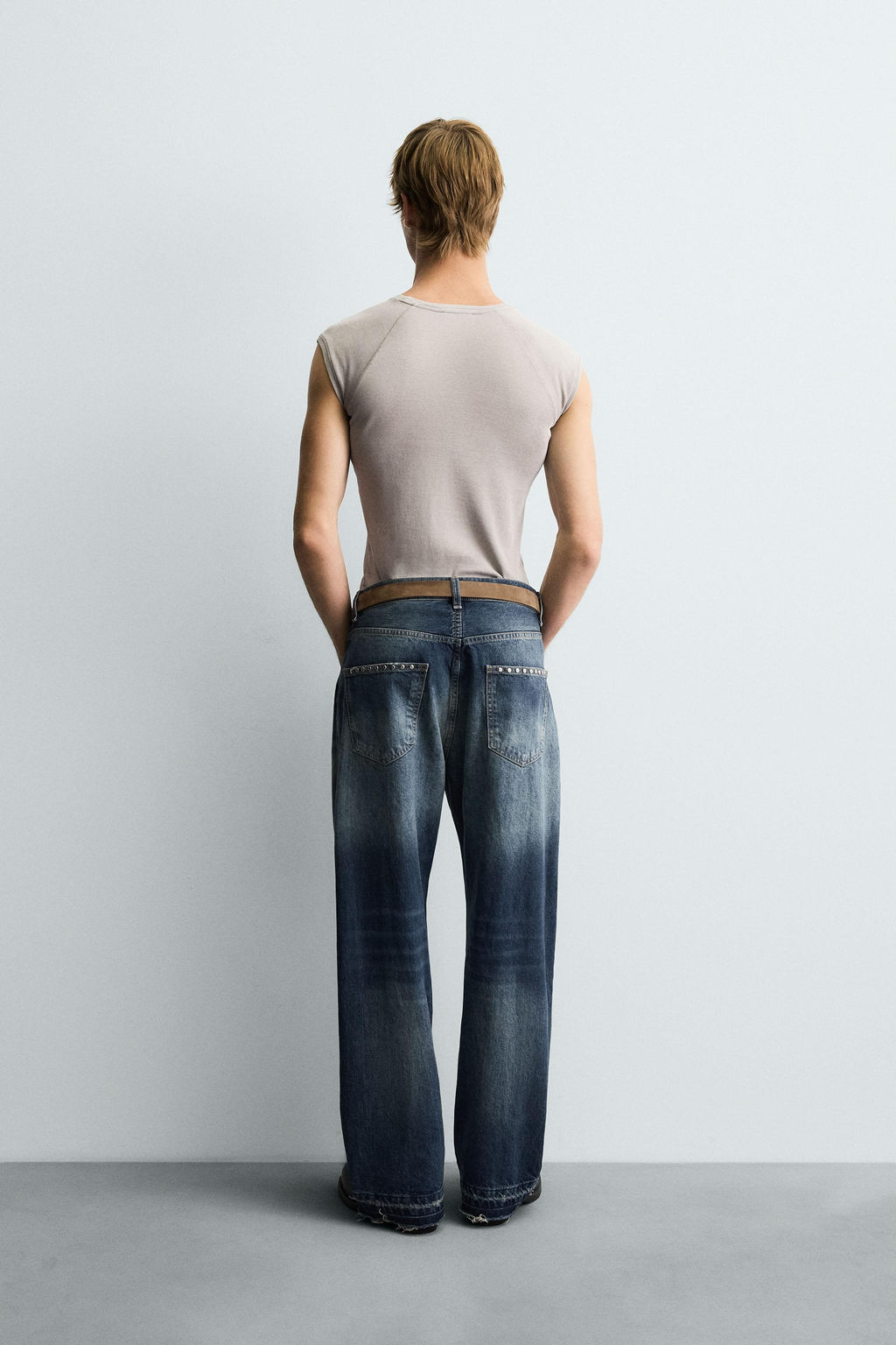 STUDDED LOOSE FIT JEANS - Zara фото 3