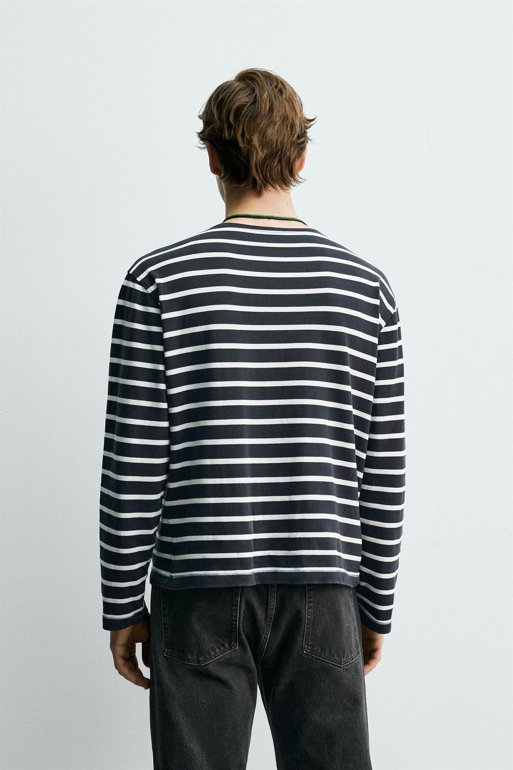 CAMISETA JACQUARD RAYAS AARON LEVINE X ZARA / Azul / Blanco