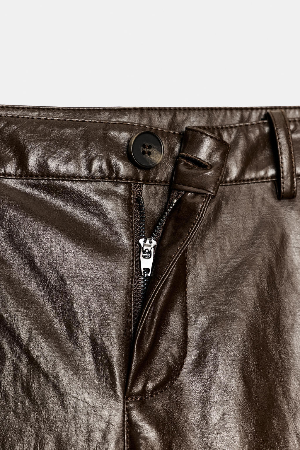 ZW COLLECTION FAUX LEATHER STRAIGHT TROUSERS - Zara фото 7