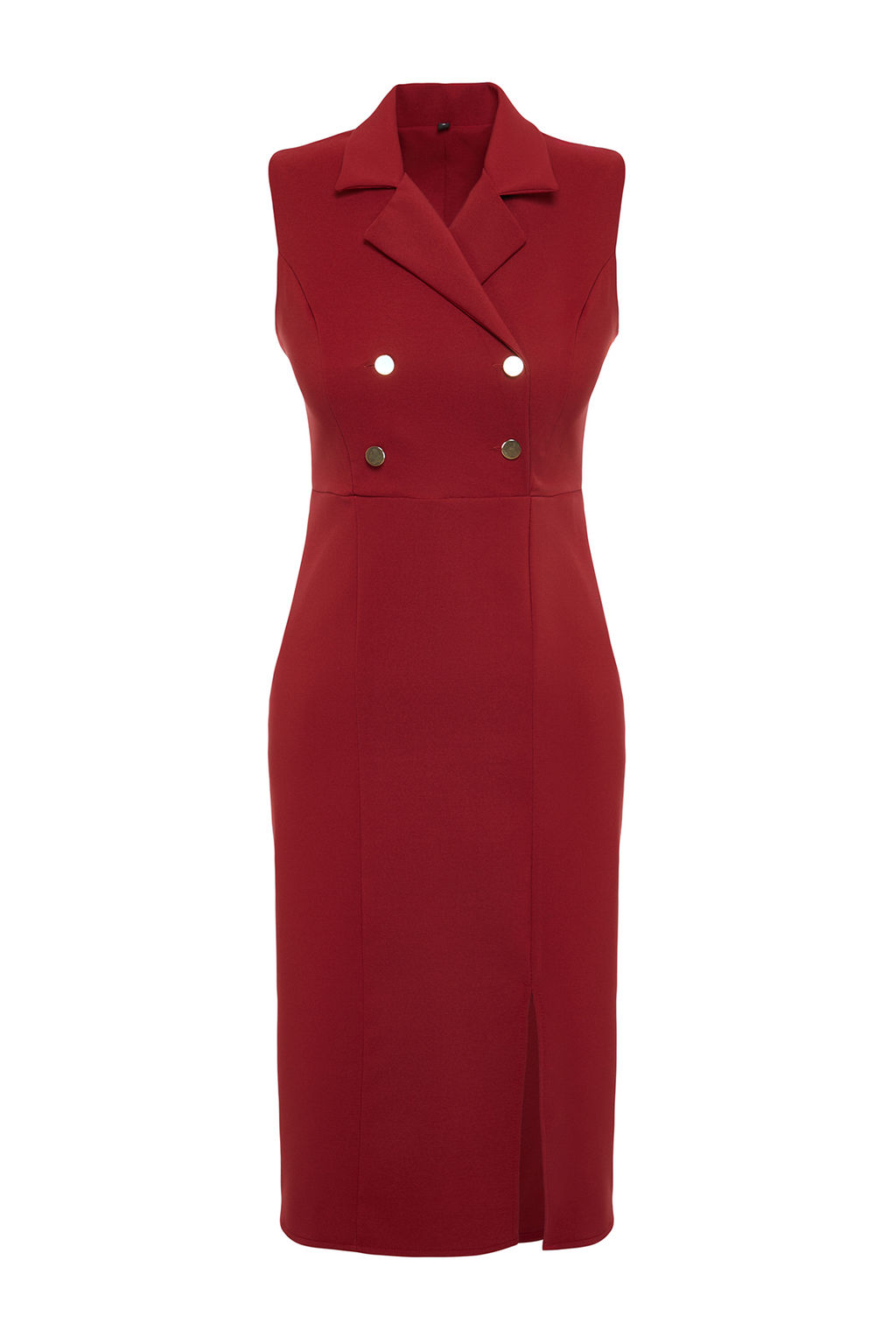 TRENDYOLMILLA Siyah Vucuda Oturan Dugme Detayl? Y?rtmacl? Midi Kalem Etek Dokuma Elbise TWOSS23EL02256  фото 16