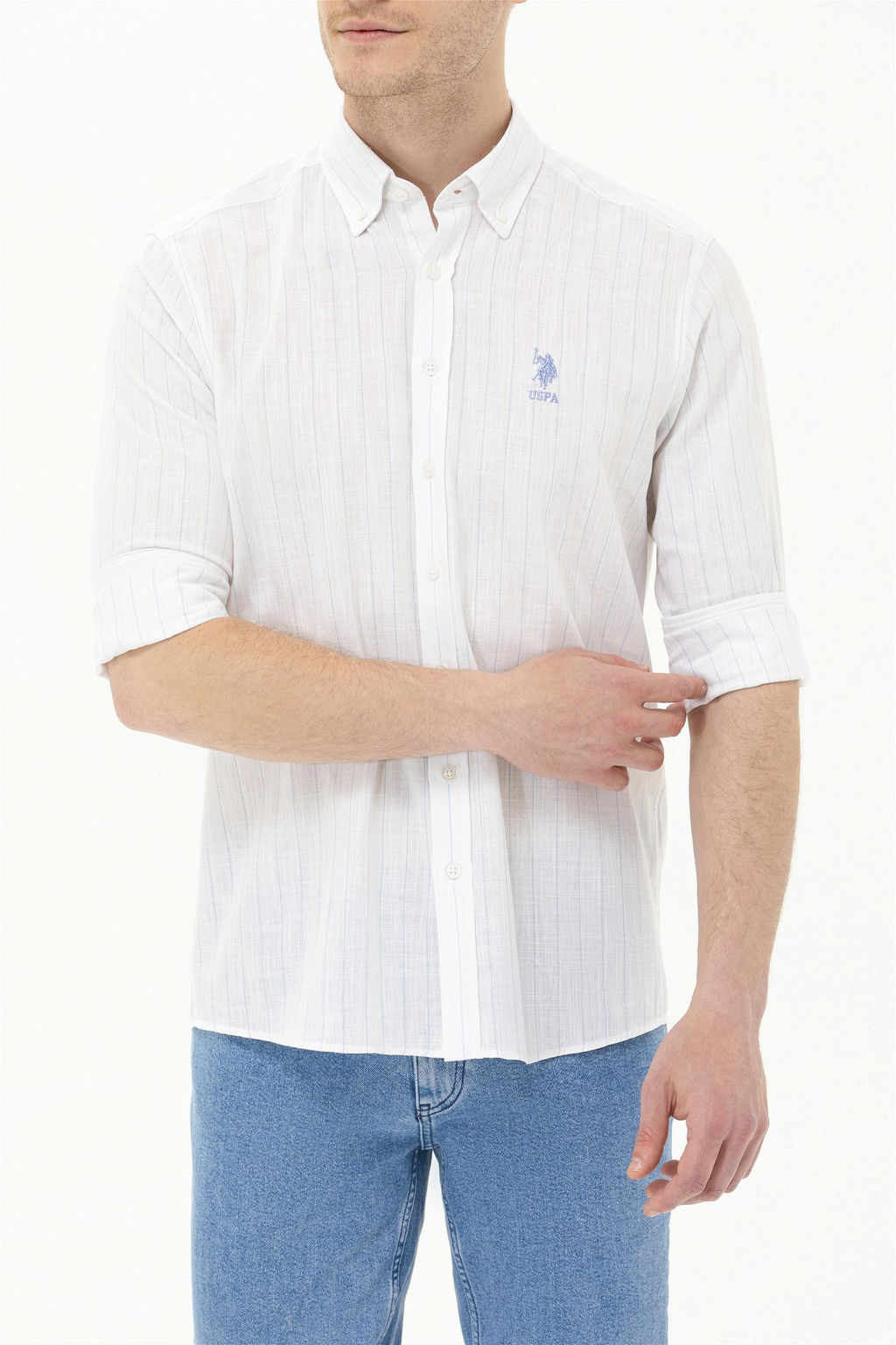 Мужская синяя рубашка с длинным рукавом - U.s. polo assn фото 13