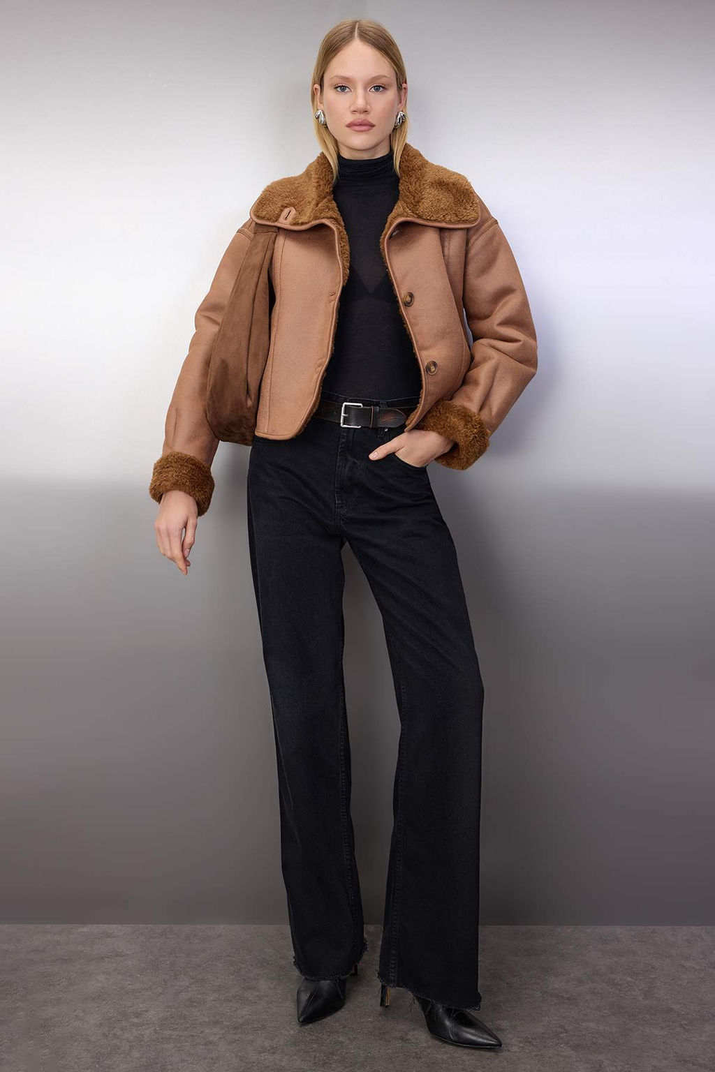 Camel Oversize Kal?p Pelus Detayl? Suet Mont TWOAW26MO00073 - Trendyolmilla фото 5