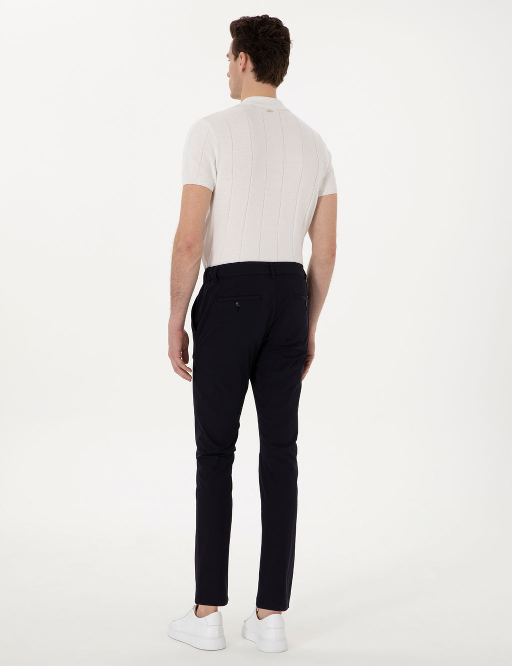 Lacivert Slim Fit Jogger Kanvas Pantolon