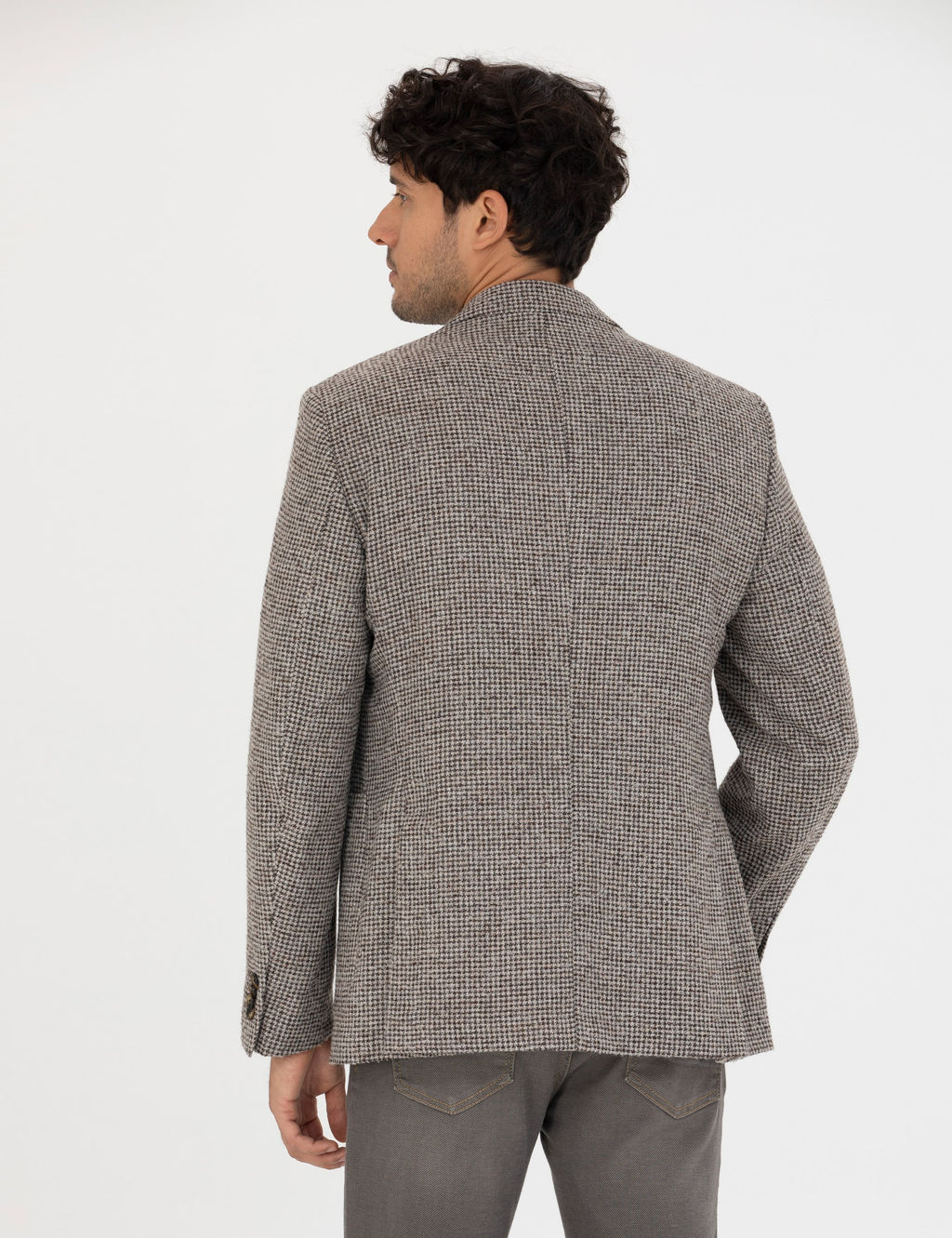 Kahverengi Slim Fit Y_n Kar___ml_ Ceket