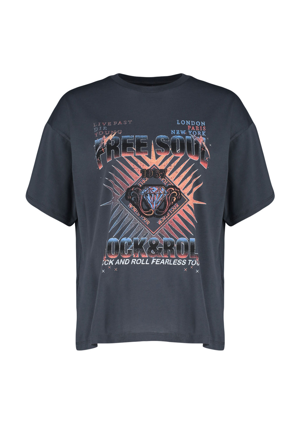 TRENDYOLMILLA Antrasit %100 Pamuk Bask?l? Oversize/Genis Kesim Orme T-Shirt TWOSS24TS00187 фото 7