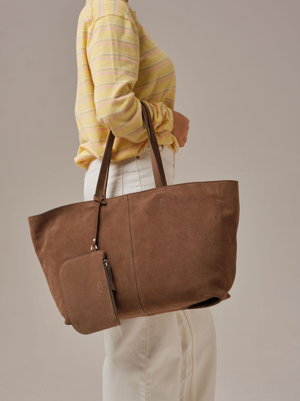 Замшевая сумка шоппер Texas DBR 31390 серо-коричневый  фото 3