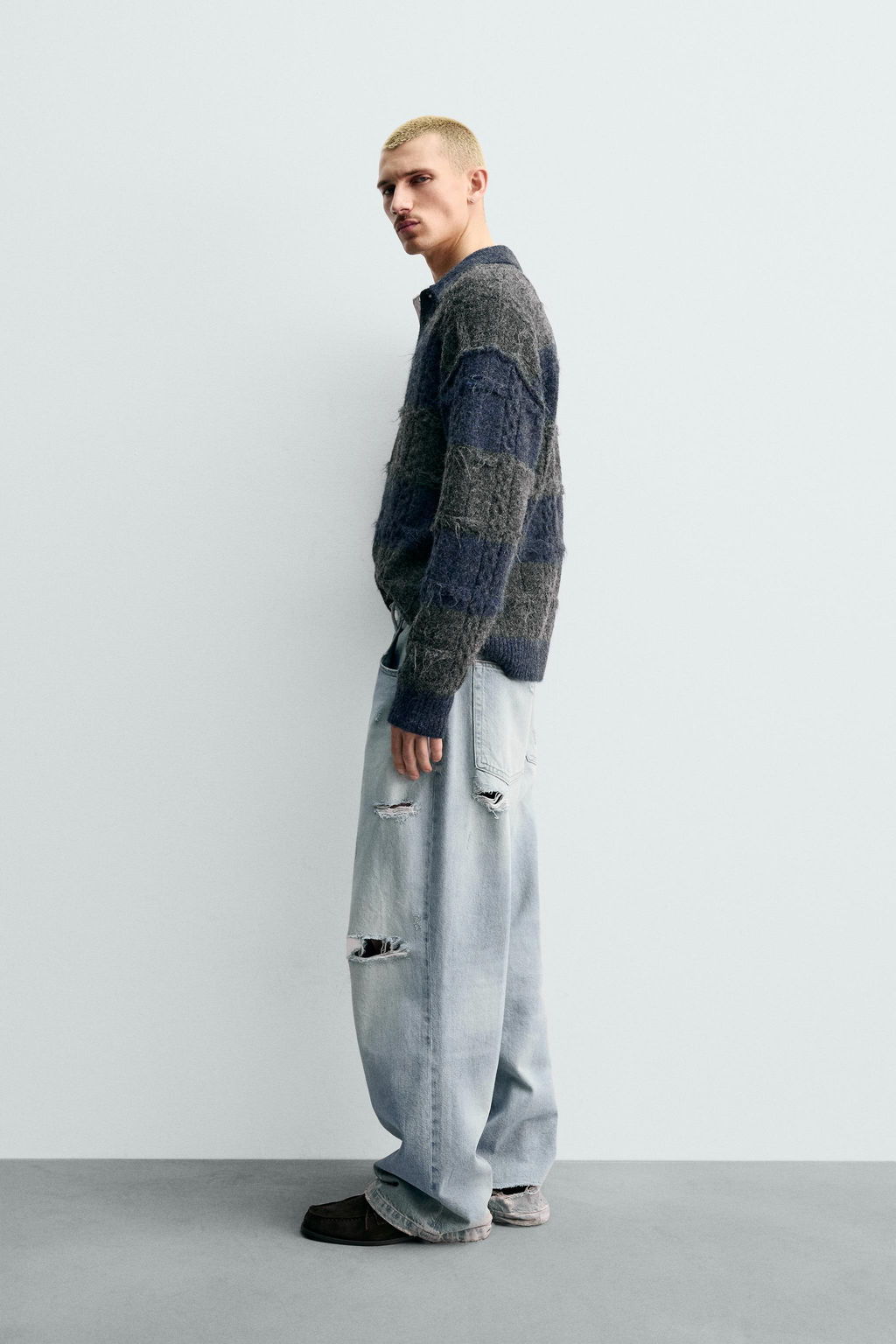 STRIPED JACQUARD KNIT POLO SHIRT - Zara фото 4