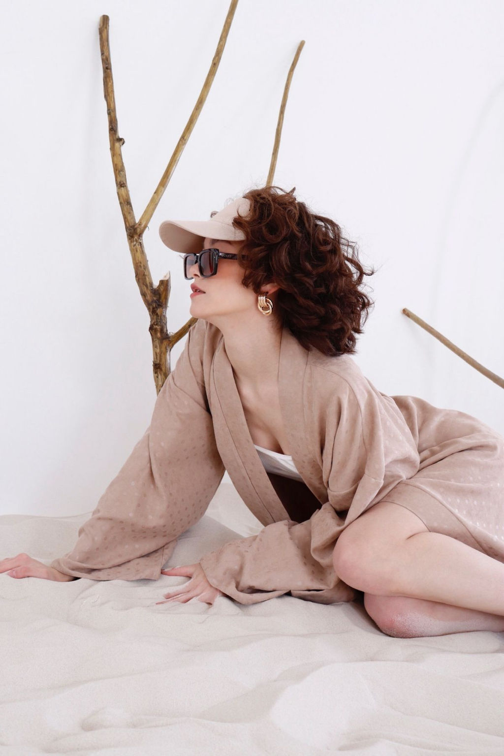 Кимоно длинное бежевое в горох - Martichelli фото 21