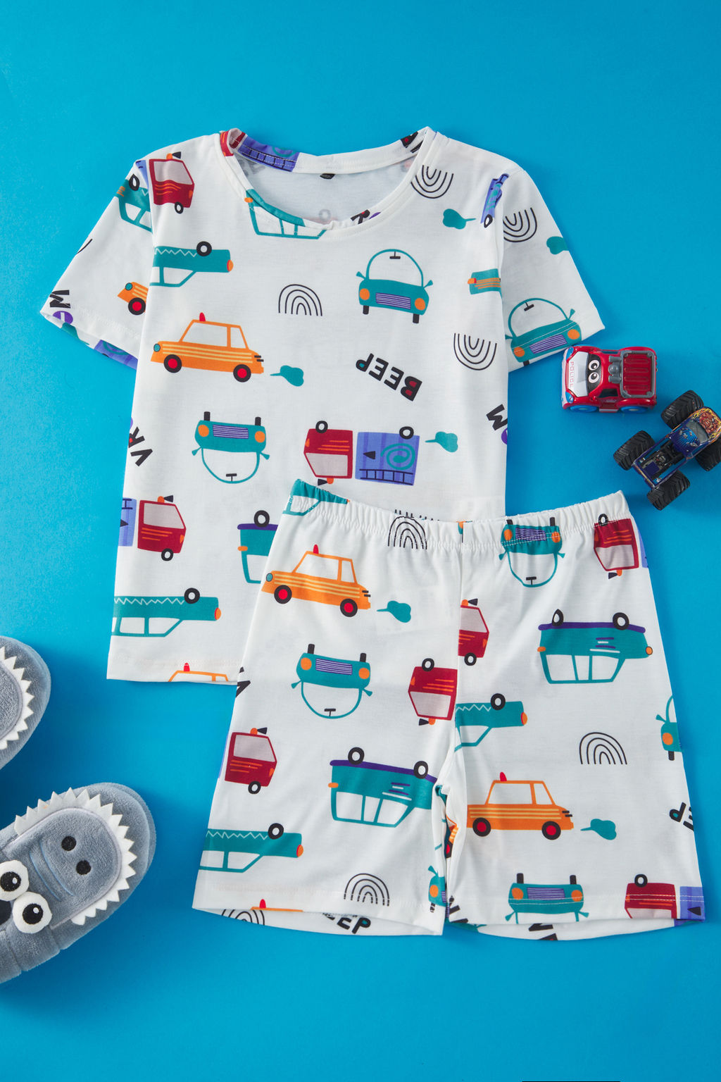 Lacivert Erkek Cocuk Ay?c?k Bask?l? Bisiklet Yaka Orme Alt Ust Pijama Tak?m? TKDSS25PT00004 - Trendyolmilla фото 3