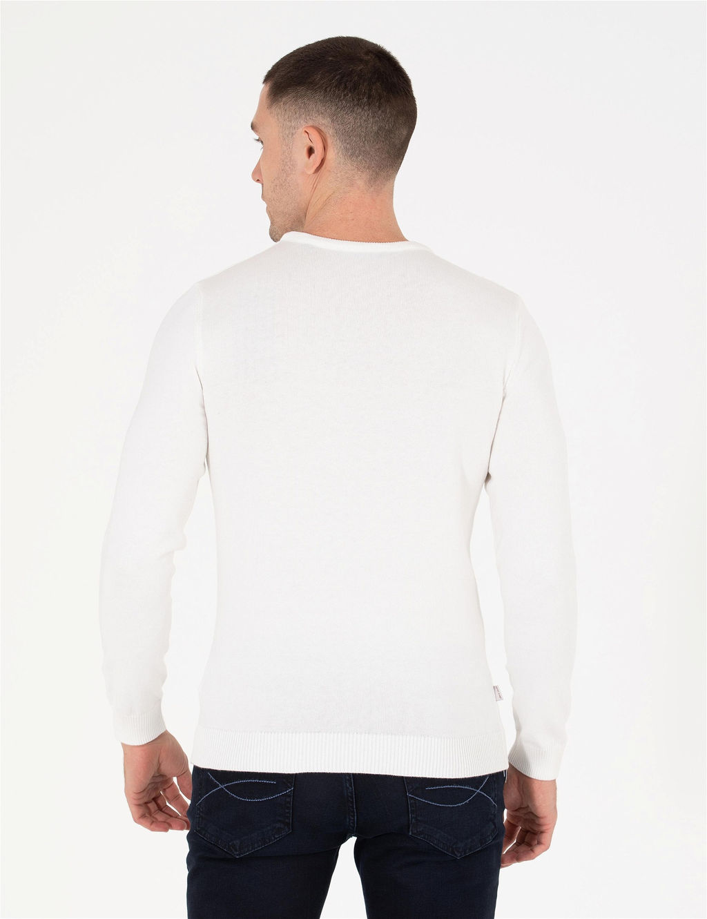Ekru Slim Fit Bisiklet Yaka Basic Triko Kazak - Pierre cardin фото 5