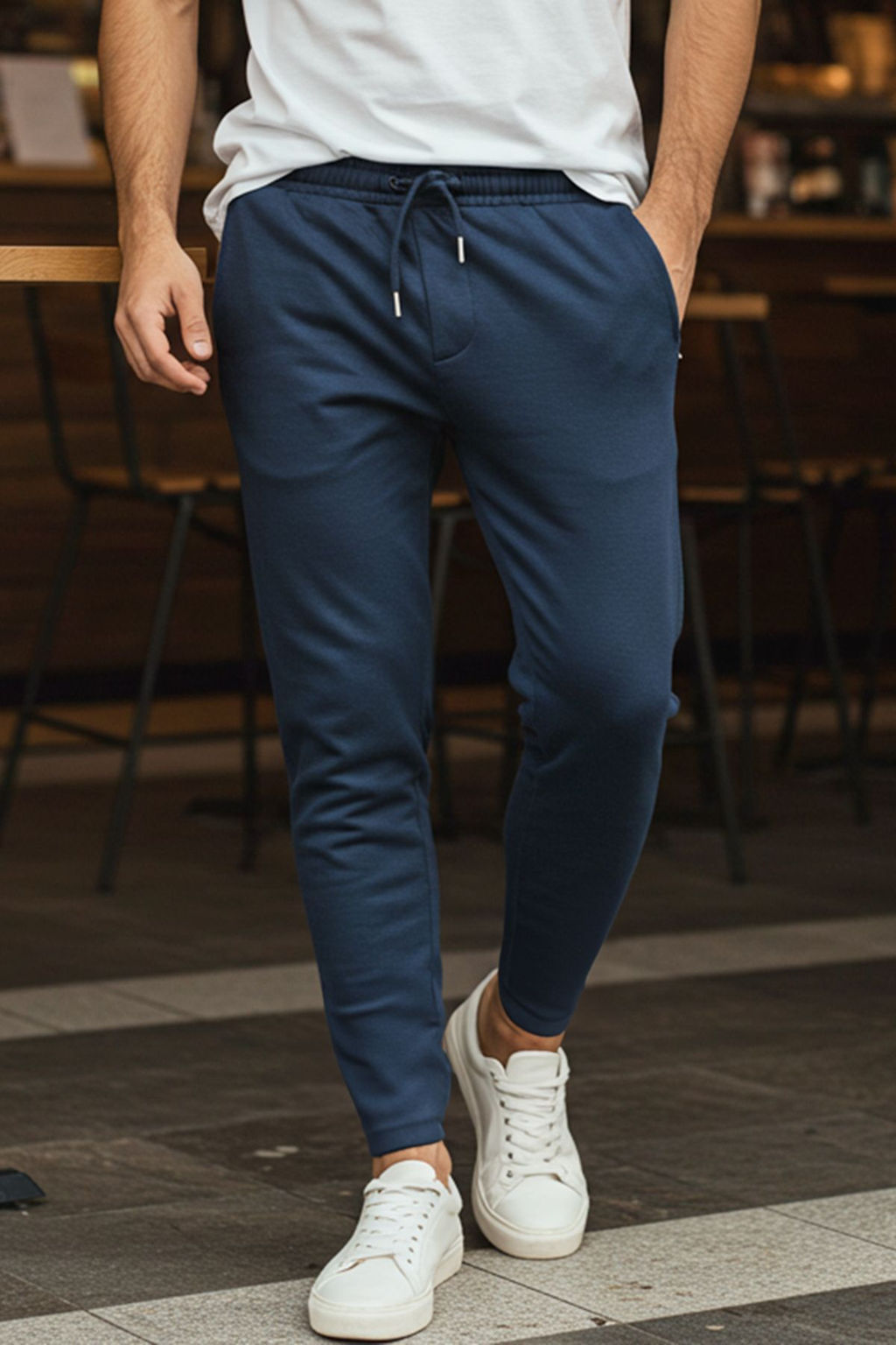TRENDYOL MAN Ac?k Lacivert Jogger Fit Beli Bagc?kl? Dokulu Kumas Pantolon TMNSS24PL00027 - Trendyolmilla фото 2