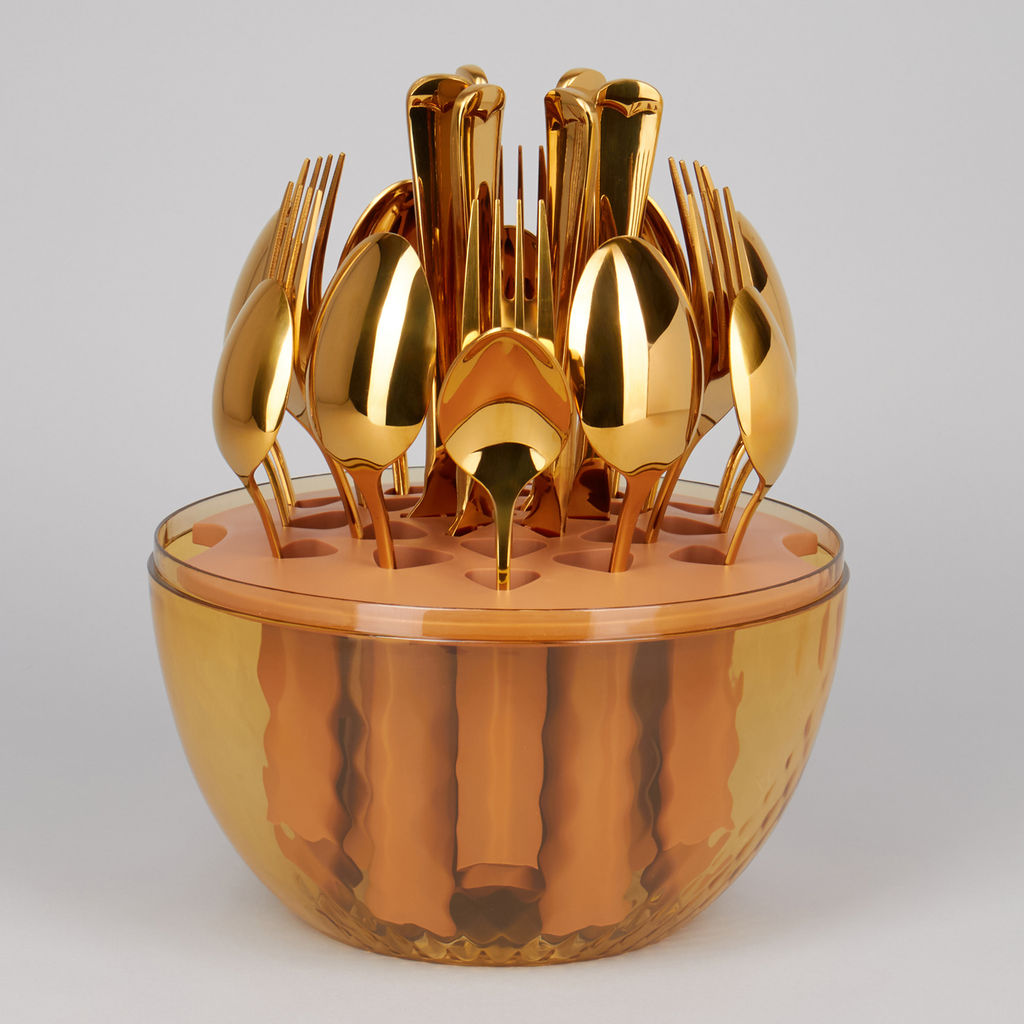 НАБОР СТОЛОВЫХ ПРИБОРОВ НА ВРАЩАЮЩЕЙСЯ ПОДСТАВКЕ, 24ПР., СТАЛЬ 18/10, ПВД ПОКРЫТИЕ - Agness фото 4