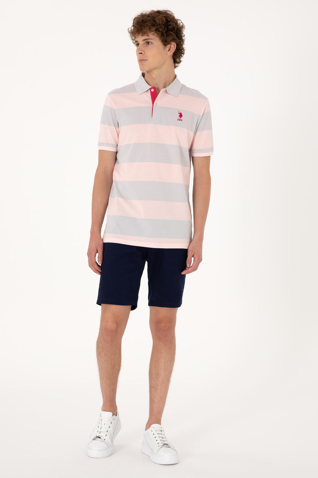 Erkek Regular Fit Pudra Polo Yaka _izgili Ti__rt Sepette S_rpriz _ndirim - U.s. polo assn фото 4