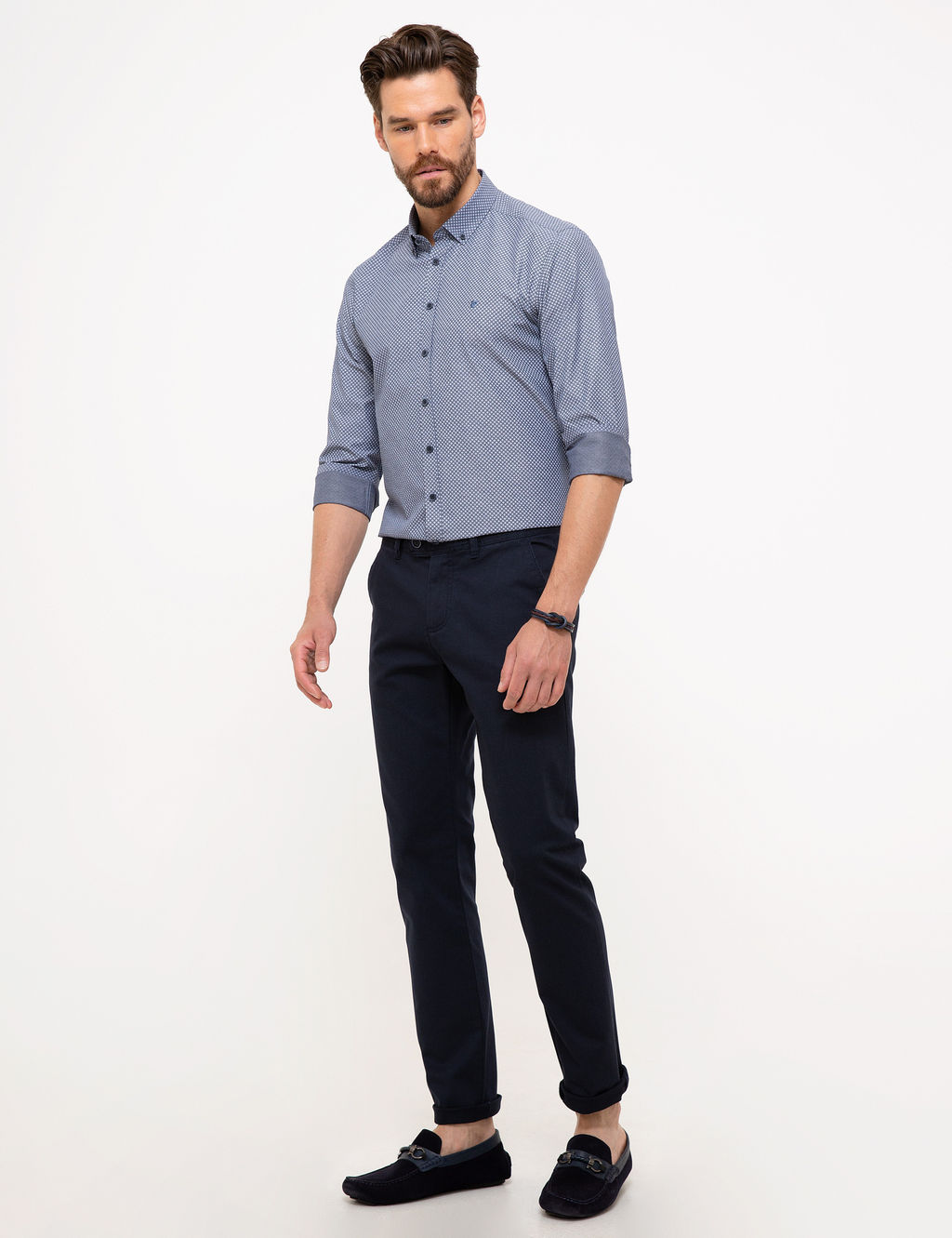 Lacivert Slim Fit Chino Pantolon