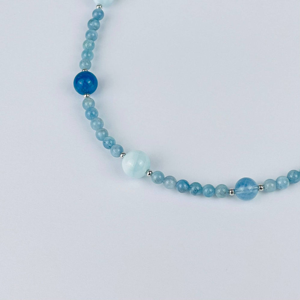 Колье из Аквамарина, Апатита и Ларимара 42 см +