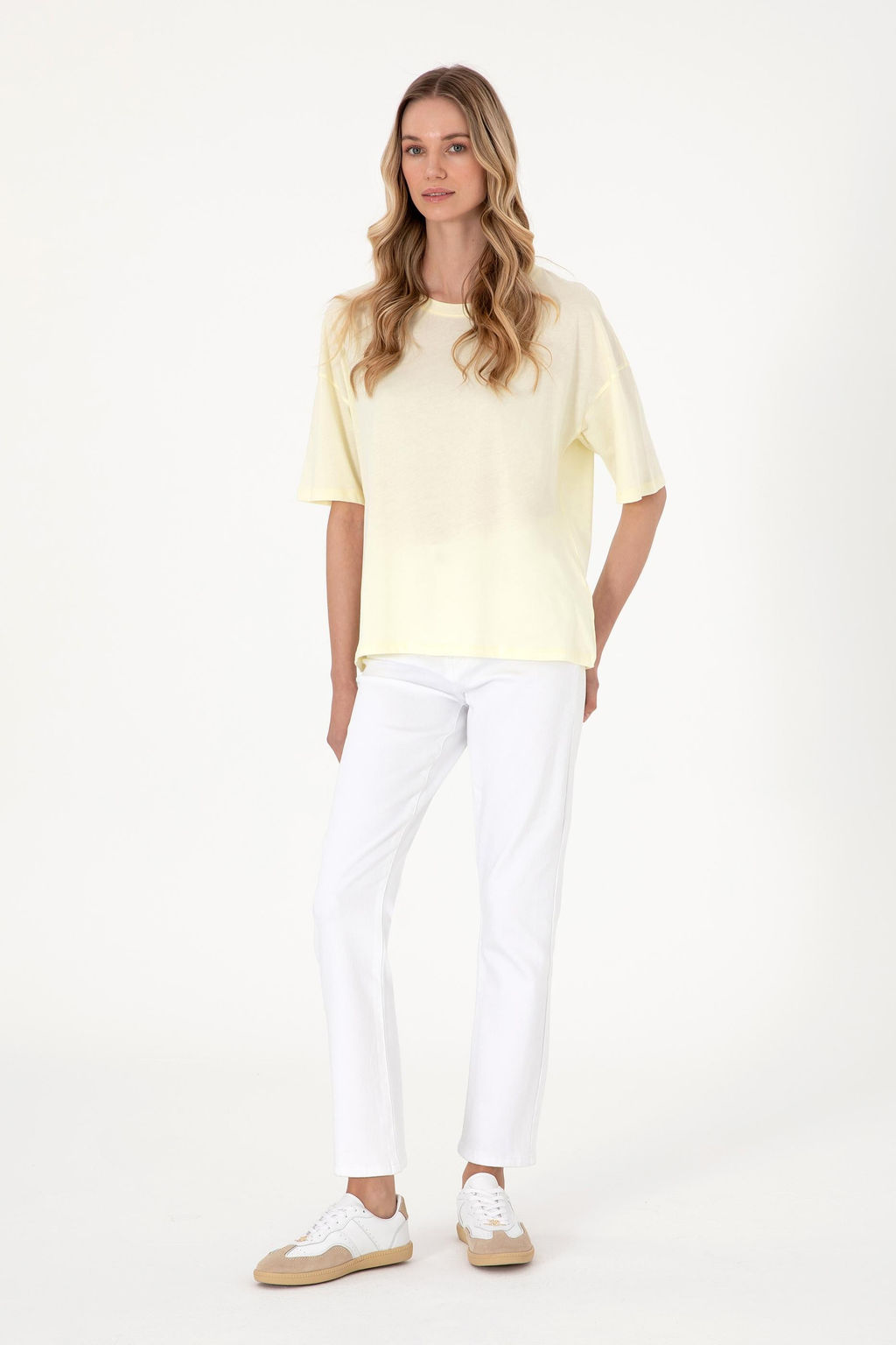 Kad_n Limon Oversize Bisiklet Yaka Ti__rt