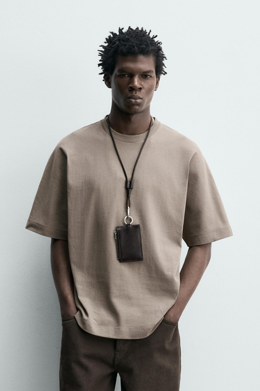 CAMISETA REGULAR FIT HEAVYWEIGHT / Marr?n / Topo - Zara фото 2