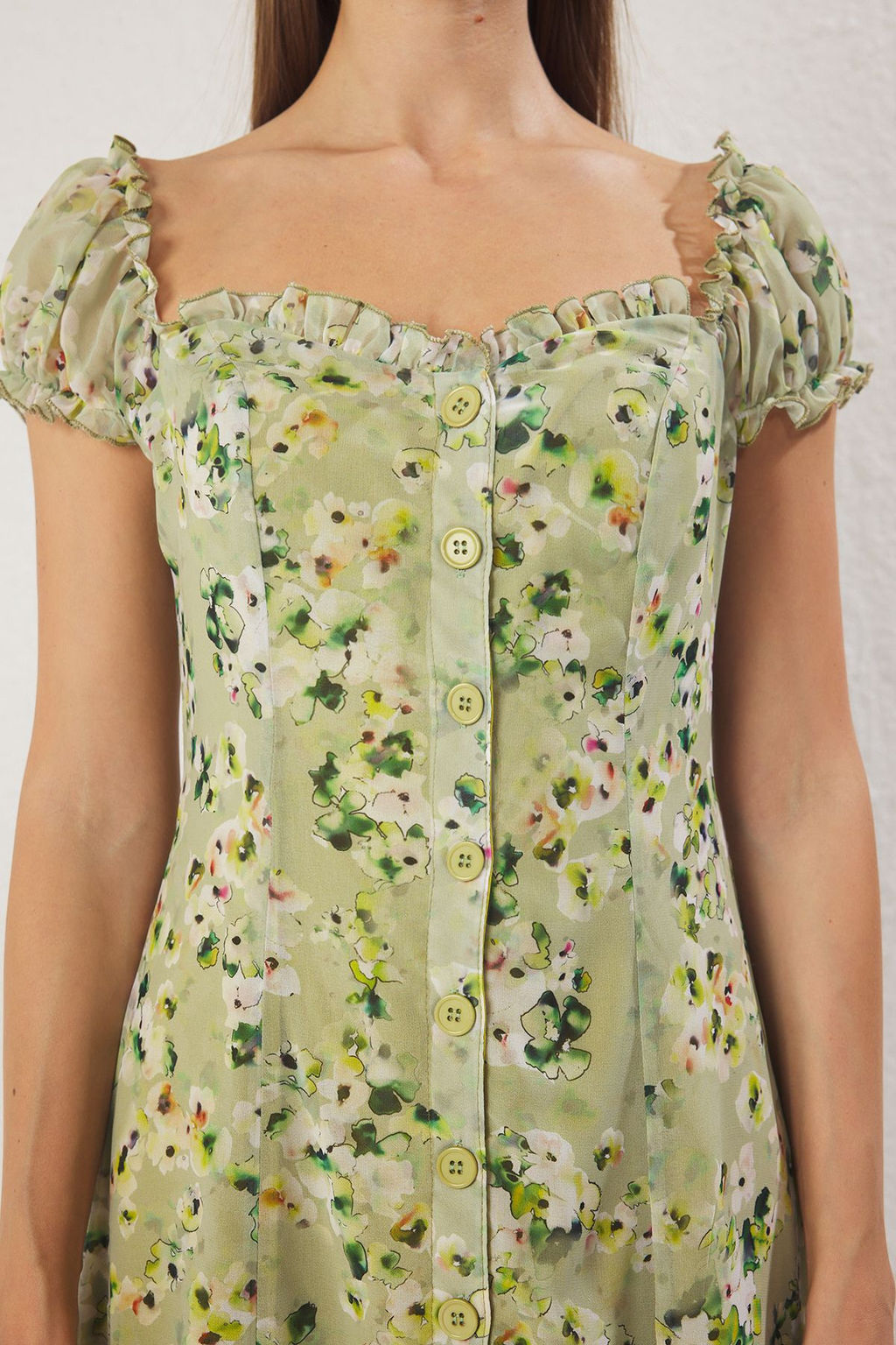 TRENDYOLMILLA Lacivert Cicekli Midi Dokuma Elbise TWOSS25EL00563  фото 11