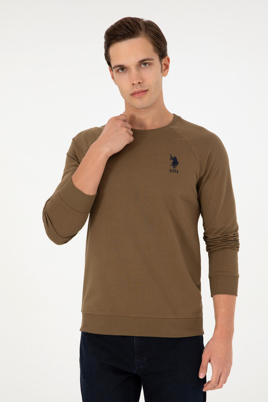 Мужской базовый свитшот цвета хаки Неожиданная скидка в корзине - U.s. polo assn фото 3
