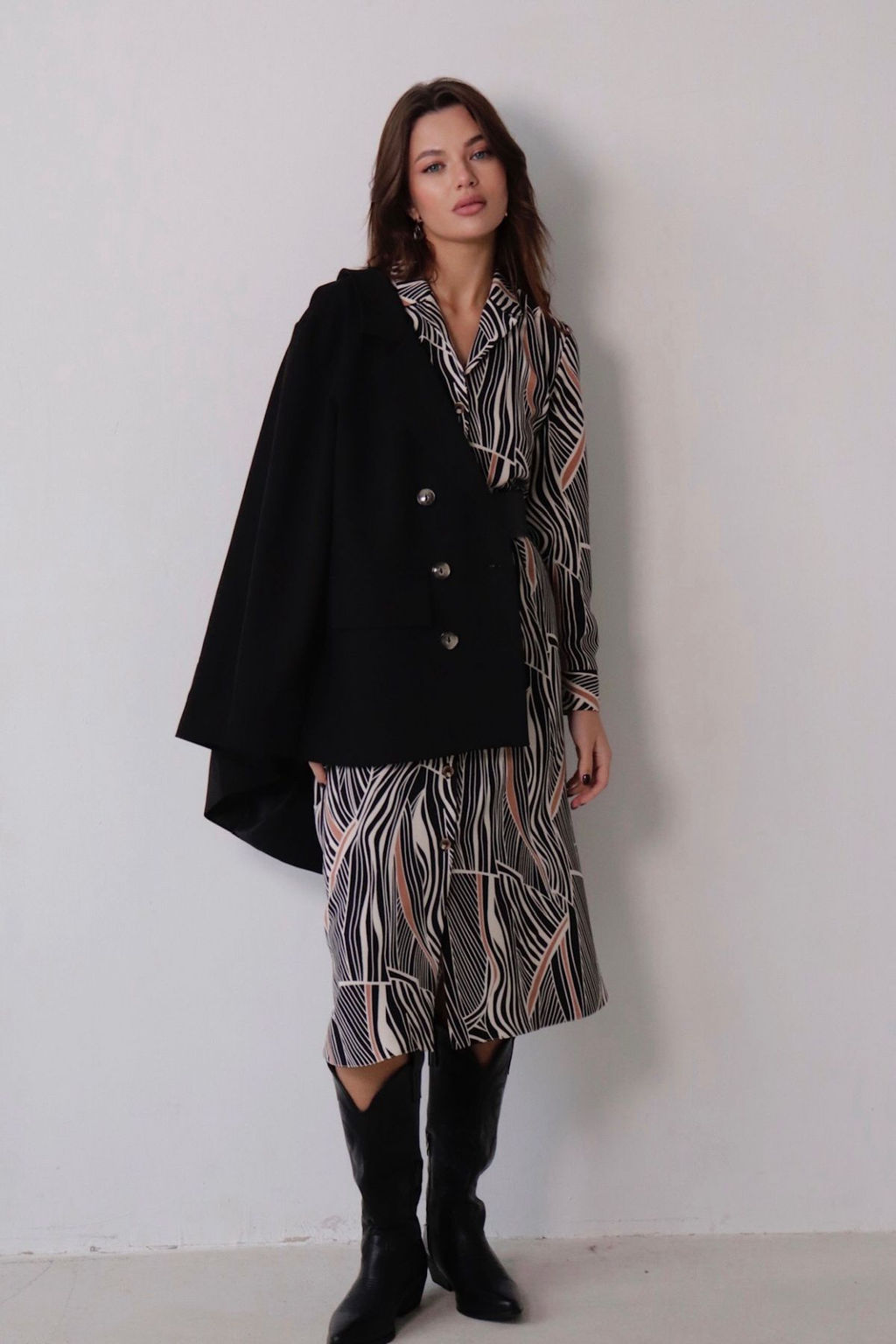 Платье-рубашка с английским воротником принт - Martichelli фото 227