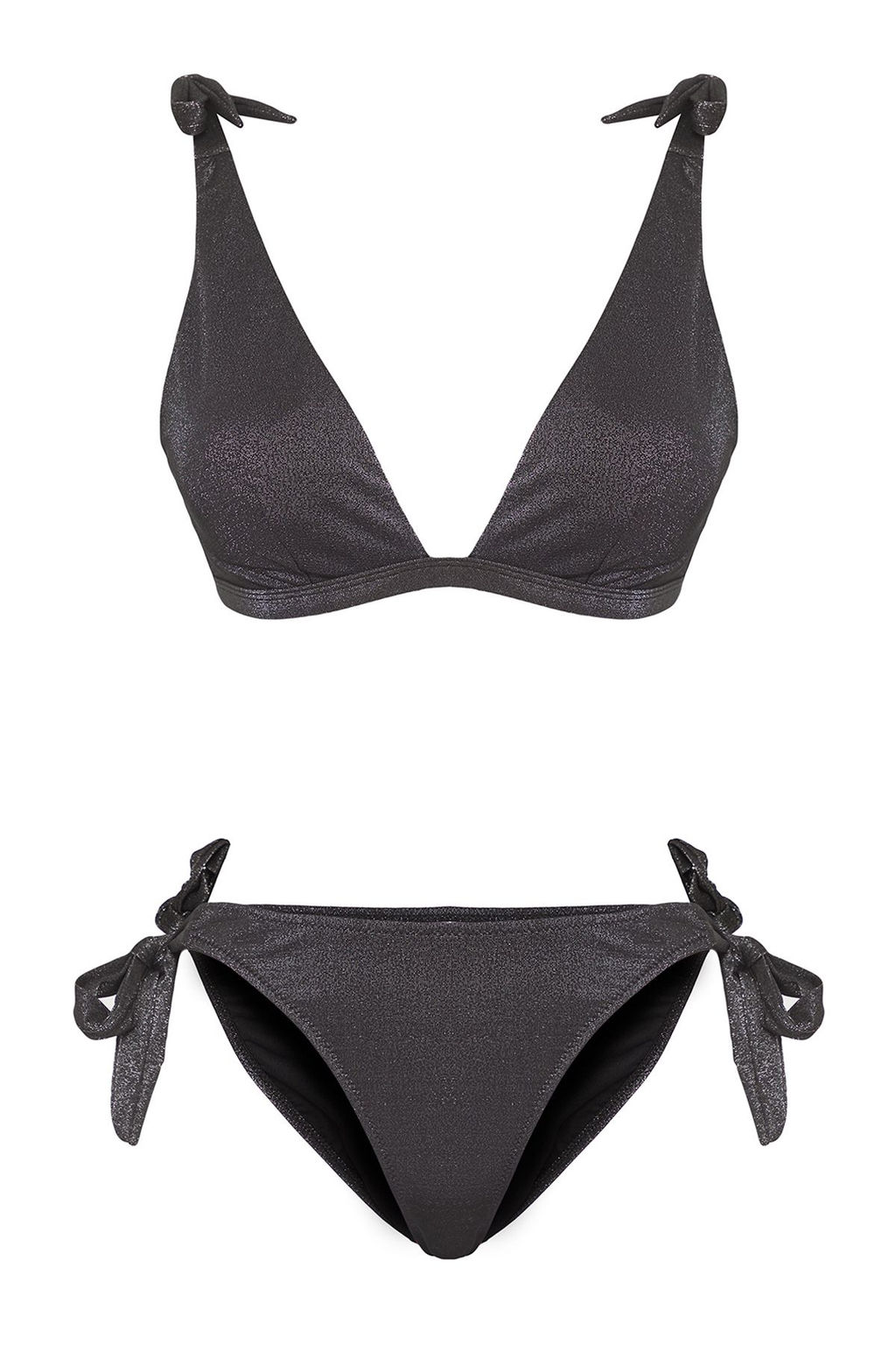 Trendyolmilla Siyah Ucgen Baglamal? Simli Regular Bikini Tak?m? TBESS25BT00009 фото 6