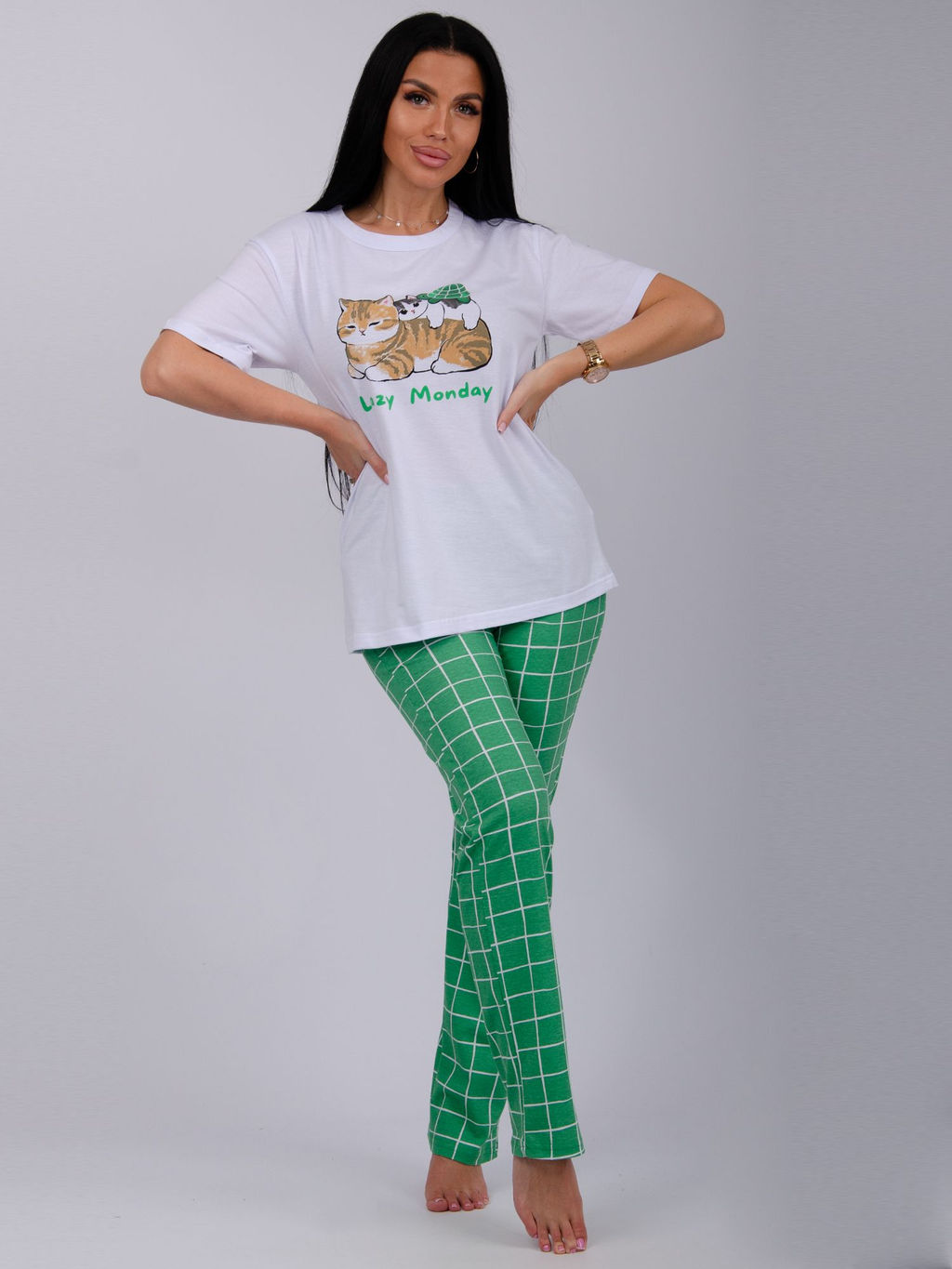 Пижама Лизи 2 брюки, трикотаж - Малина фото 7