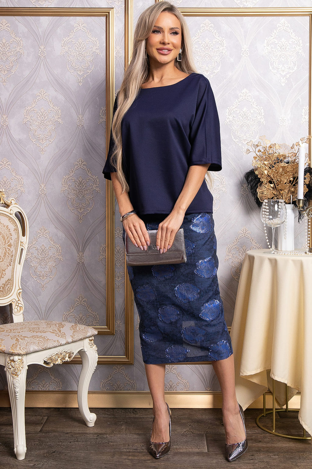 Блуза Стильный замысел (синяя) Б14842-10М