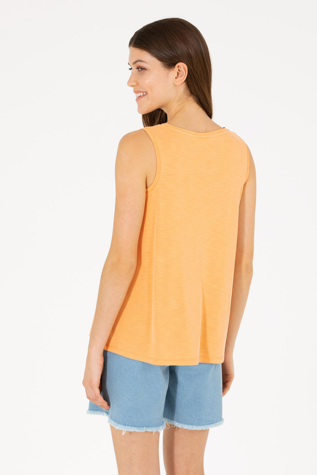 U. S. Polo Assn Женская оранжевая футболка без рукавов с круглым вырезом - U.s. polo assn фото 5