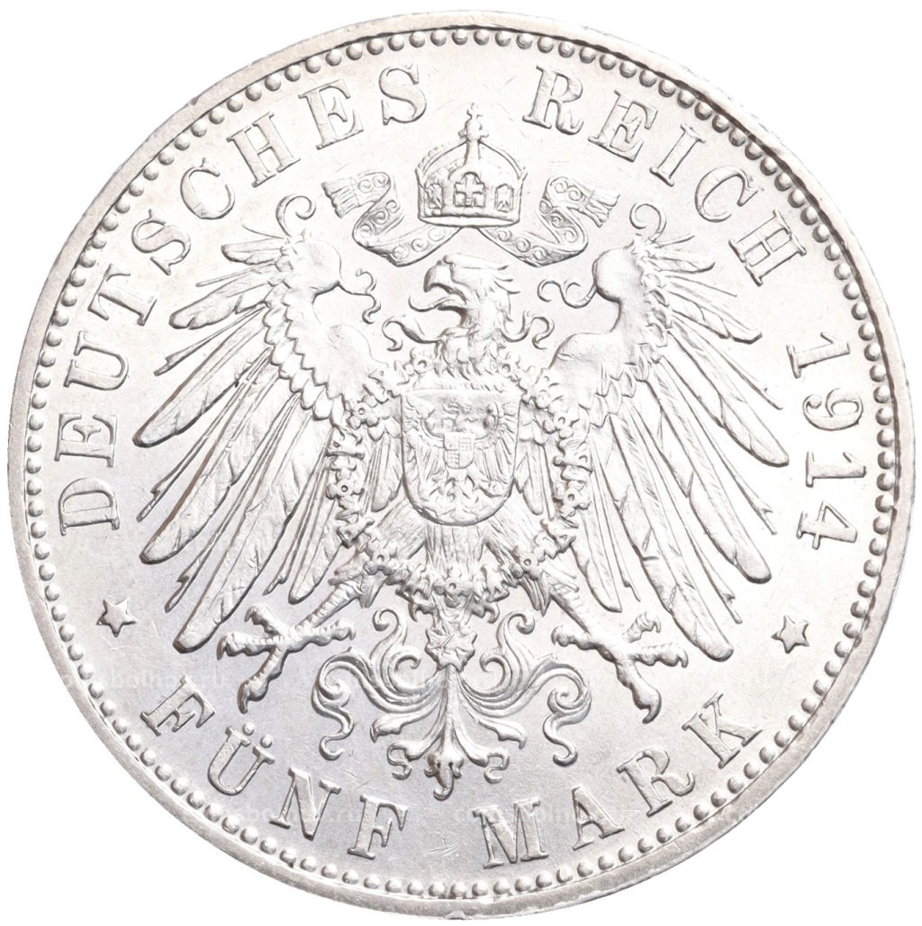5 марок 1914 года D Германия (Бавария)