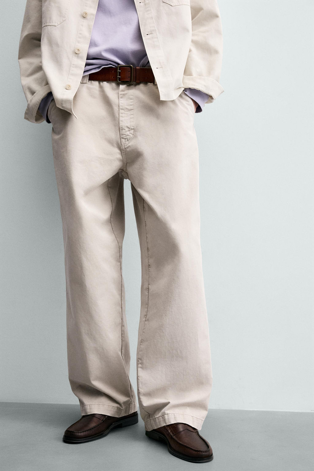 PANTAL?N CHINO STRAIGHT FIT LAVADO EFECTO VINTAGE / Beige claro