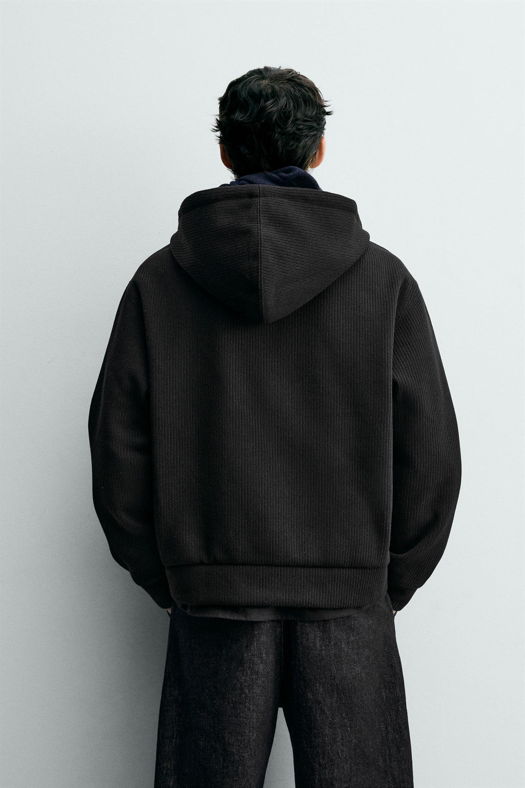 RIB KNIT ZIP-UP HOODIE - Zara фото 3