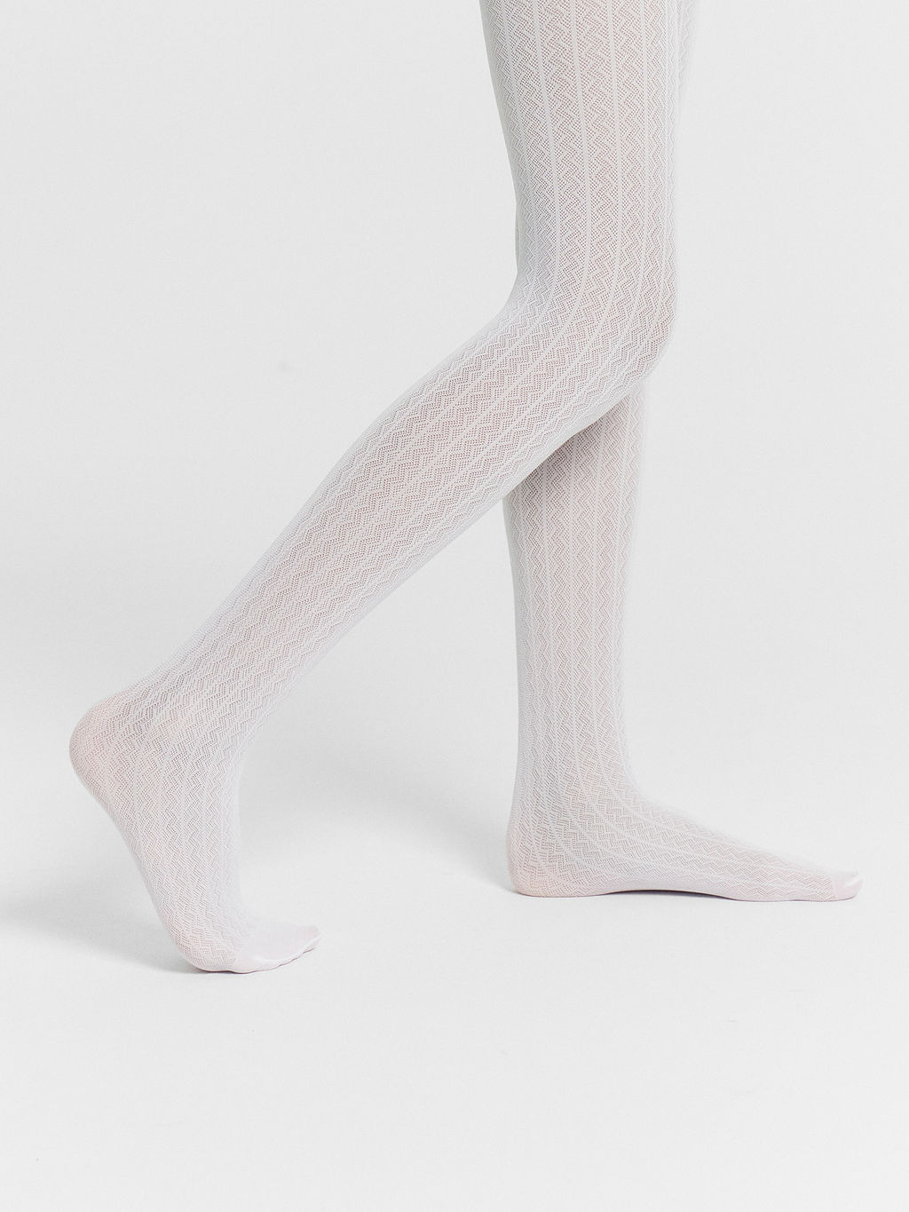 Цена за 3 пары! Колготки детские белые с рисунком в виде зигзагов - Mark formelle фото 4