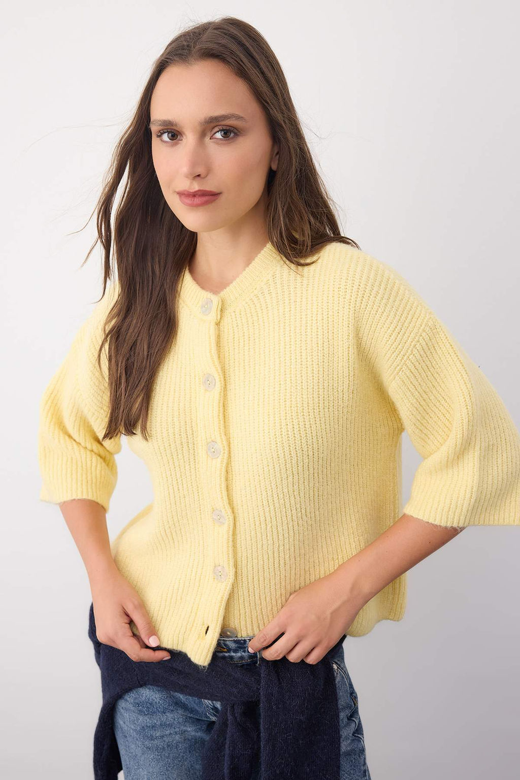 Wardrobe Essentials Gri Yumusak Dokulu Genis Kal?p K?sa Kol Basic Triko H?rka | TWOAW26HI00251