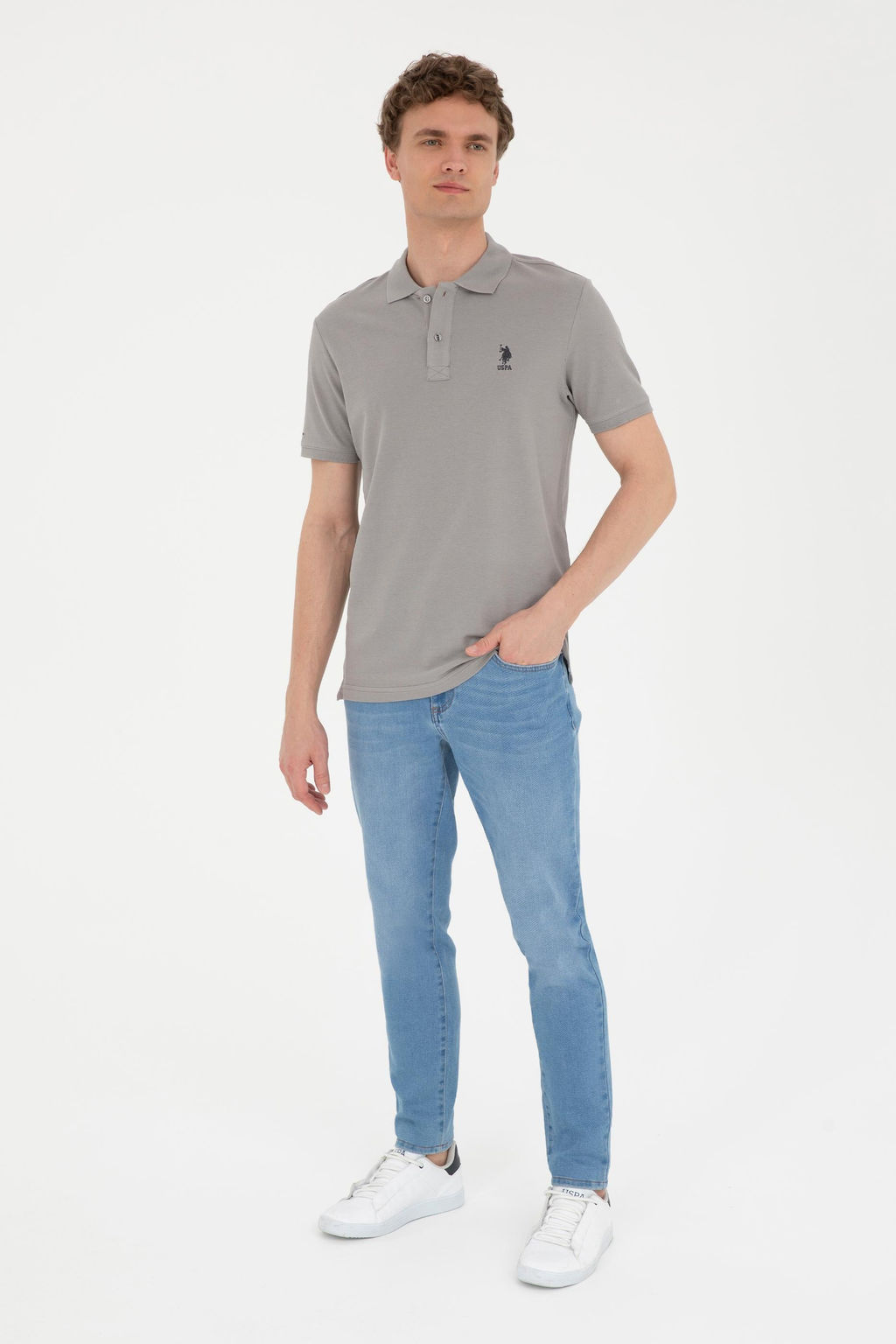 U. S. Polo Assn / Мужская темно-серая базовая футболка - U.s. polo assn фото 11