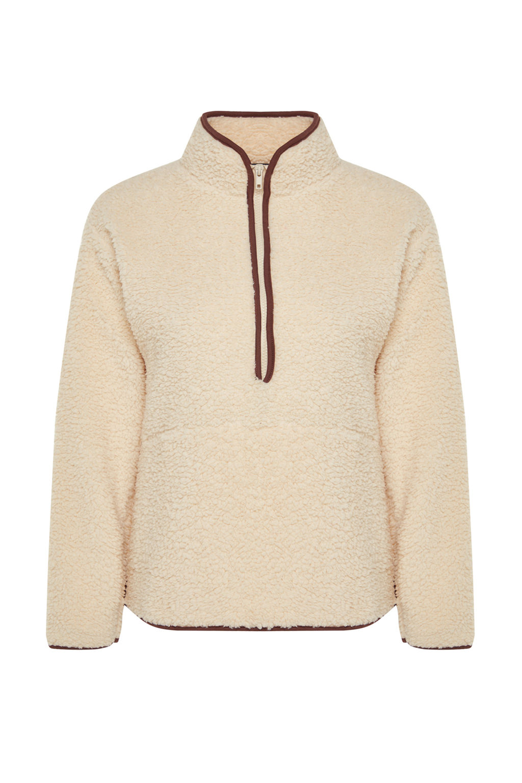 Ekru Pelus Orme Spor Sweatshirt THMAW23SW00021