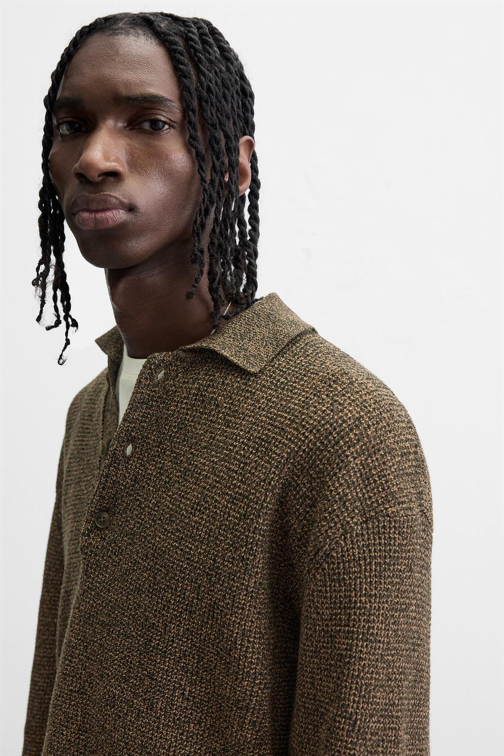 TEXTURED KNIT POLO SHIRT - Zara фото 5