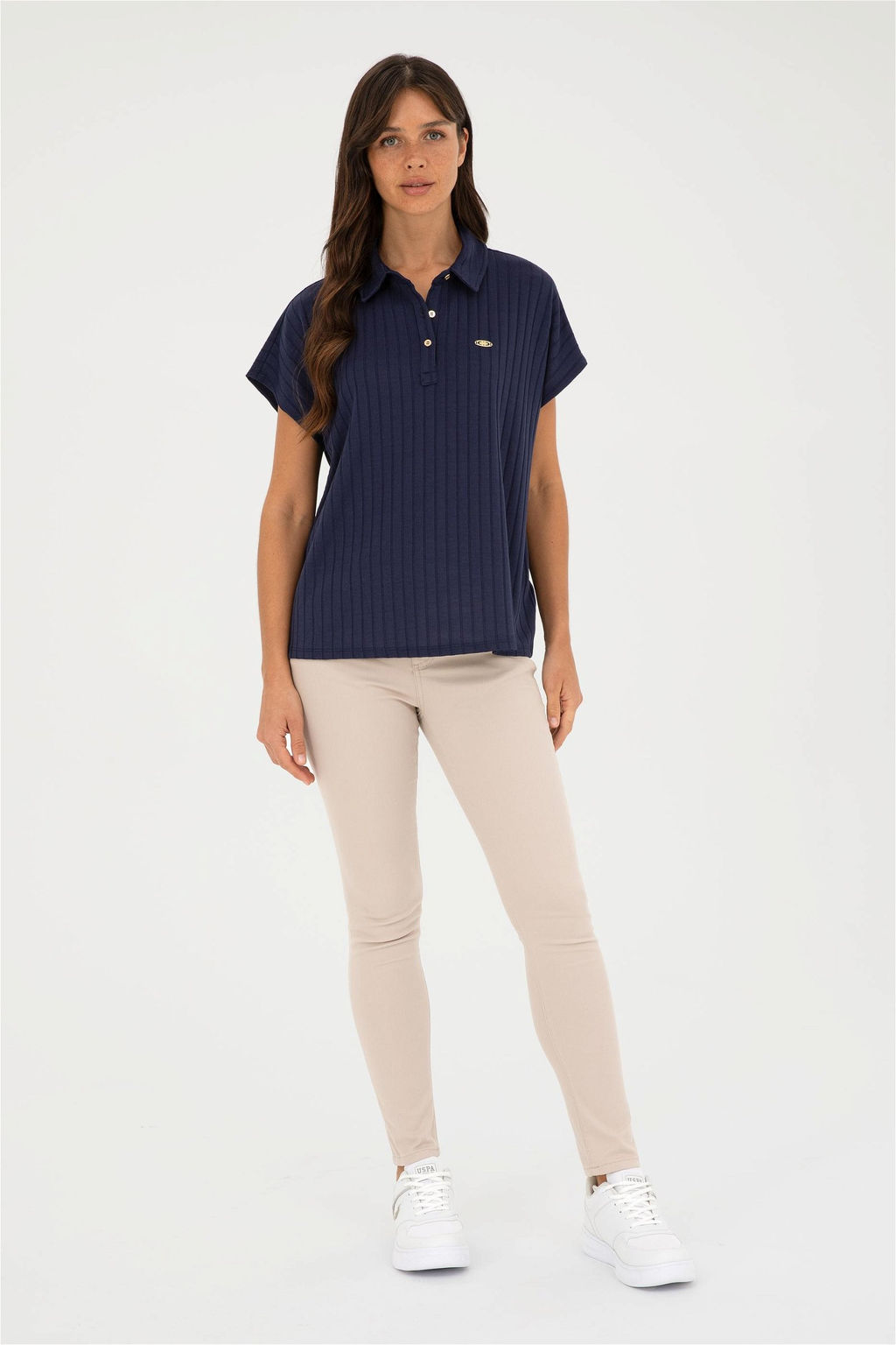 Женская темно-синяя футболка с воротником-поло Неожиданная скидка в корзине - U.s. polo assn фото 4