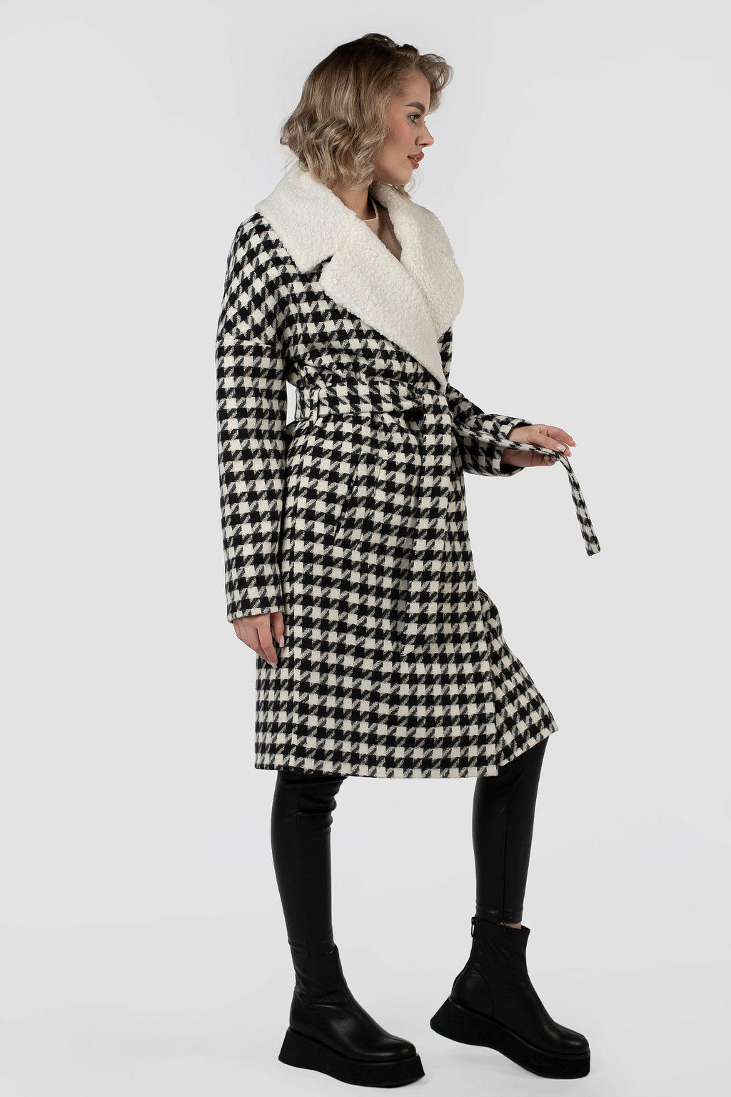 02-3166 Пальто женское утепленное (пояс) - El podio фото 12