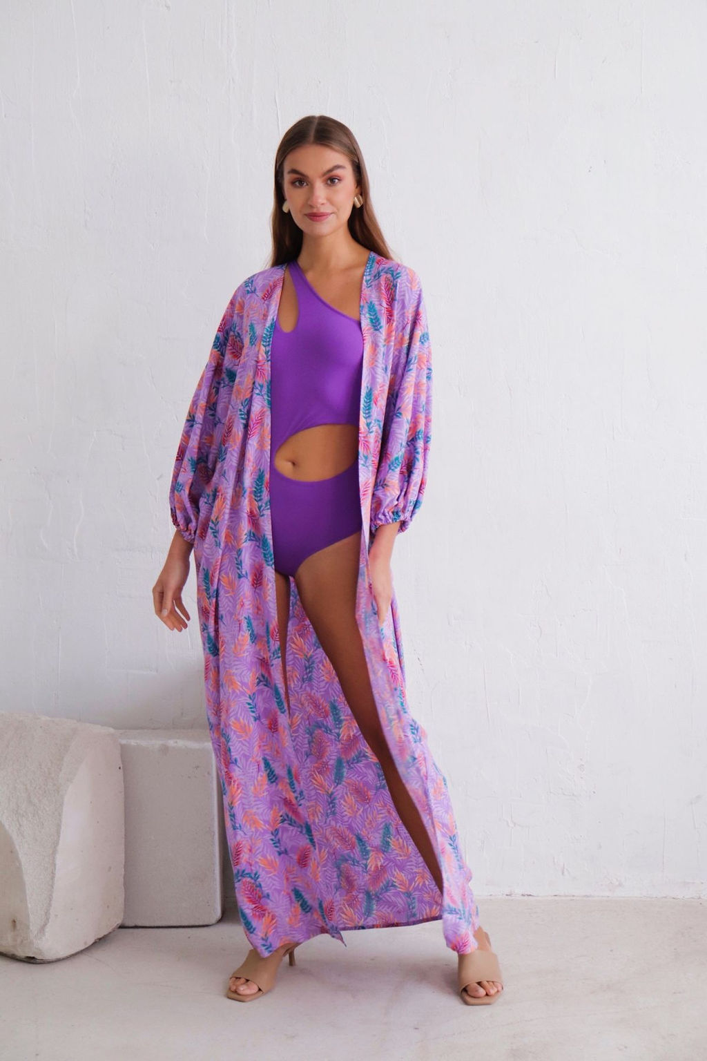 10962 Кимоно длинное сиреневое с принтом - Martichelli фото 5