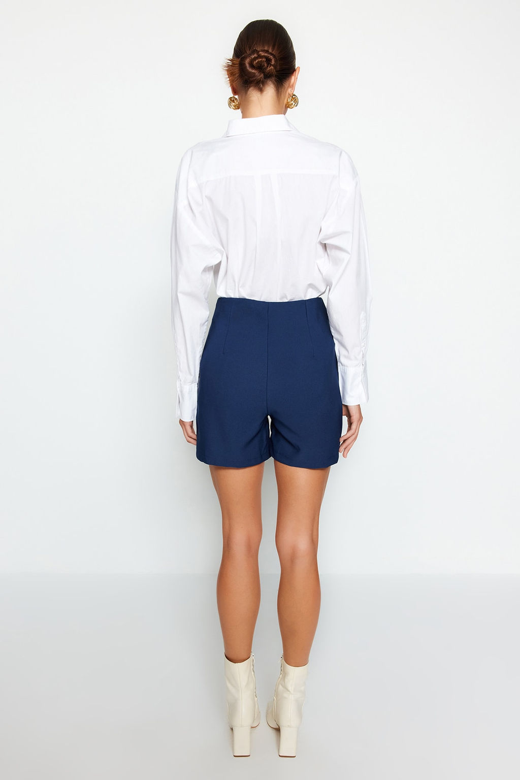 Lacivert Dugme Detayl? Tuvit Dokuma Sort TWOAW24SR00001 - Trendyolmilla фото 6