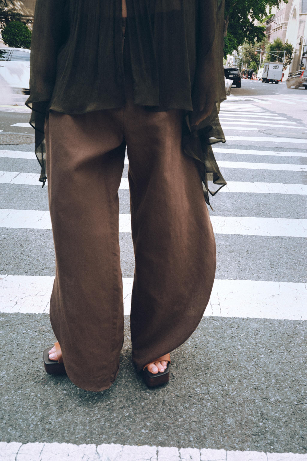 ZW COLLECTION WIDE-LEG TROUSERS WITH VENTS